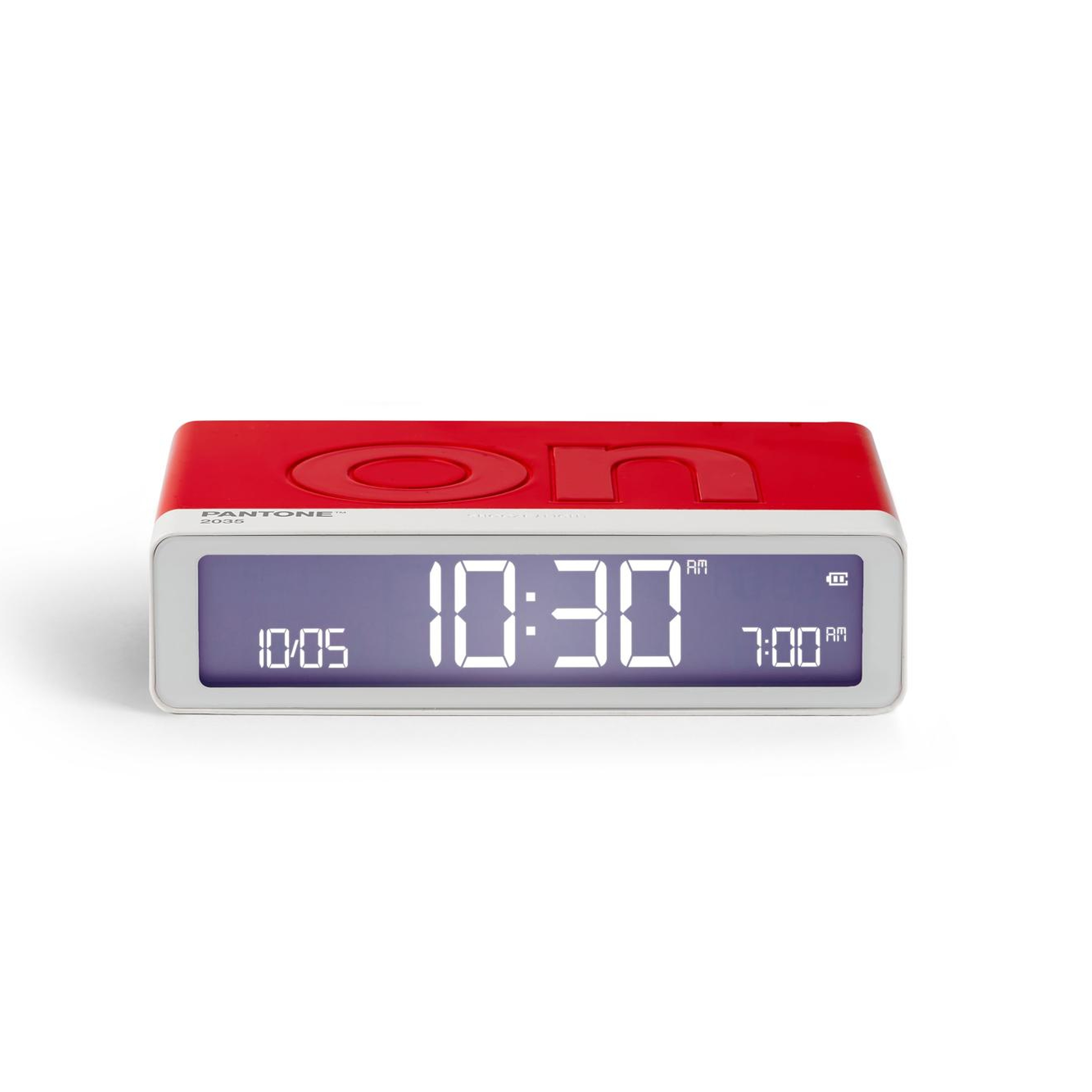 Lexon x Pantone Flip Klasik Şarj Edilebilir Alarm Saat Kırmızı