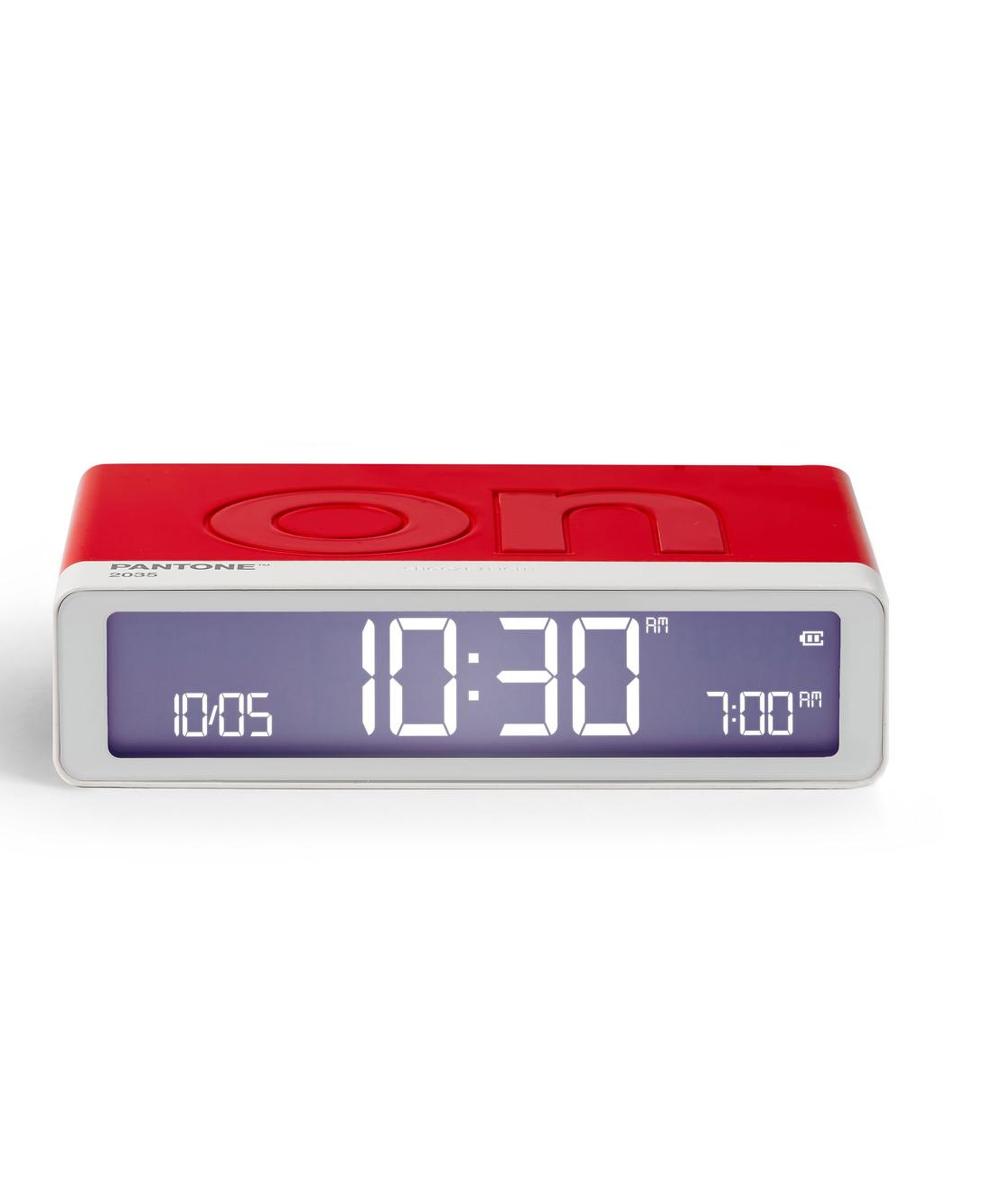 Lexon x Pantone Flip Klasik Şarj Edilebilir Alarm Saat Kırmızı