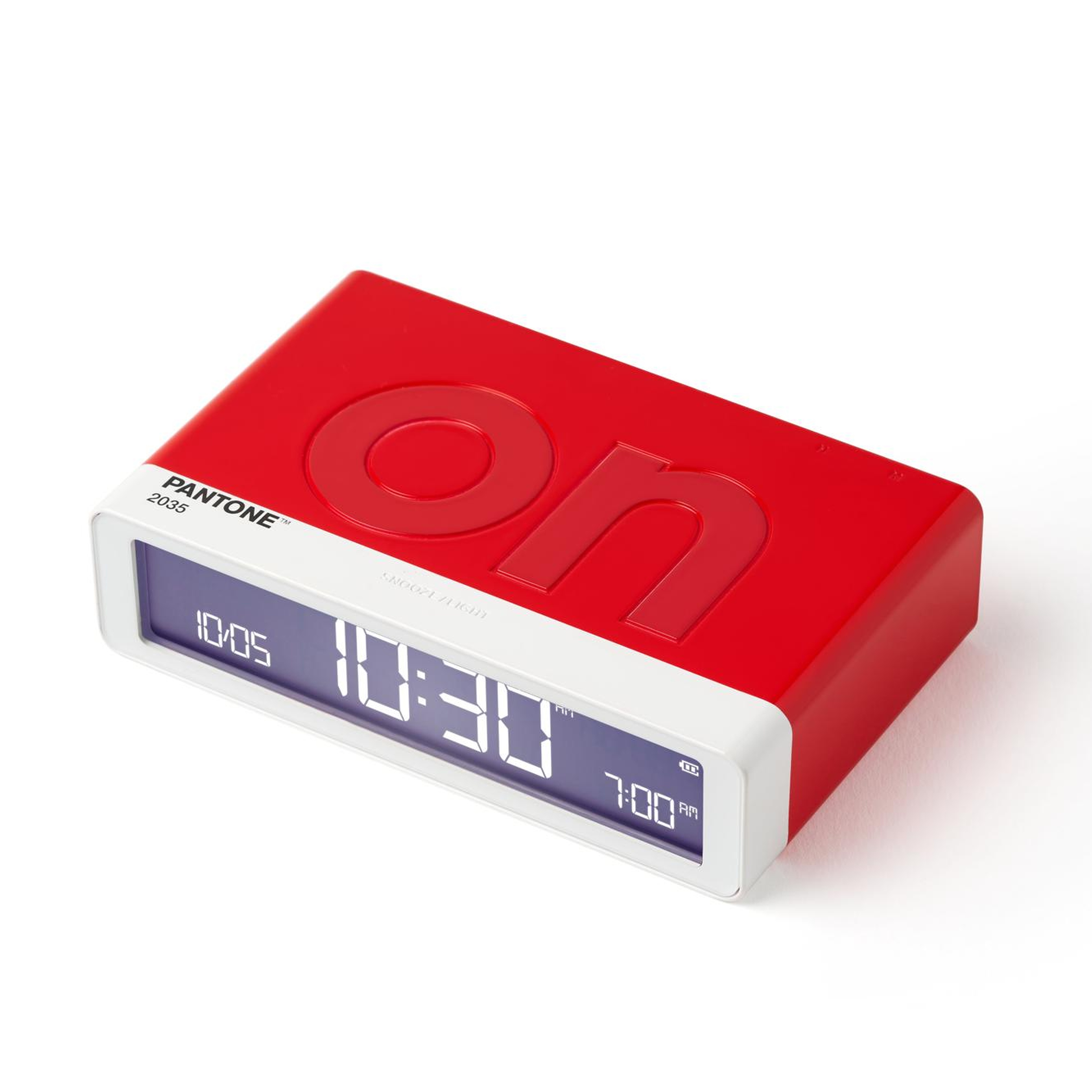 Lexon x Pantone Flip Klasik Şarj Edilebilir Alarm Saat Kırmızı
