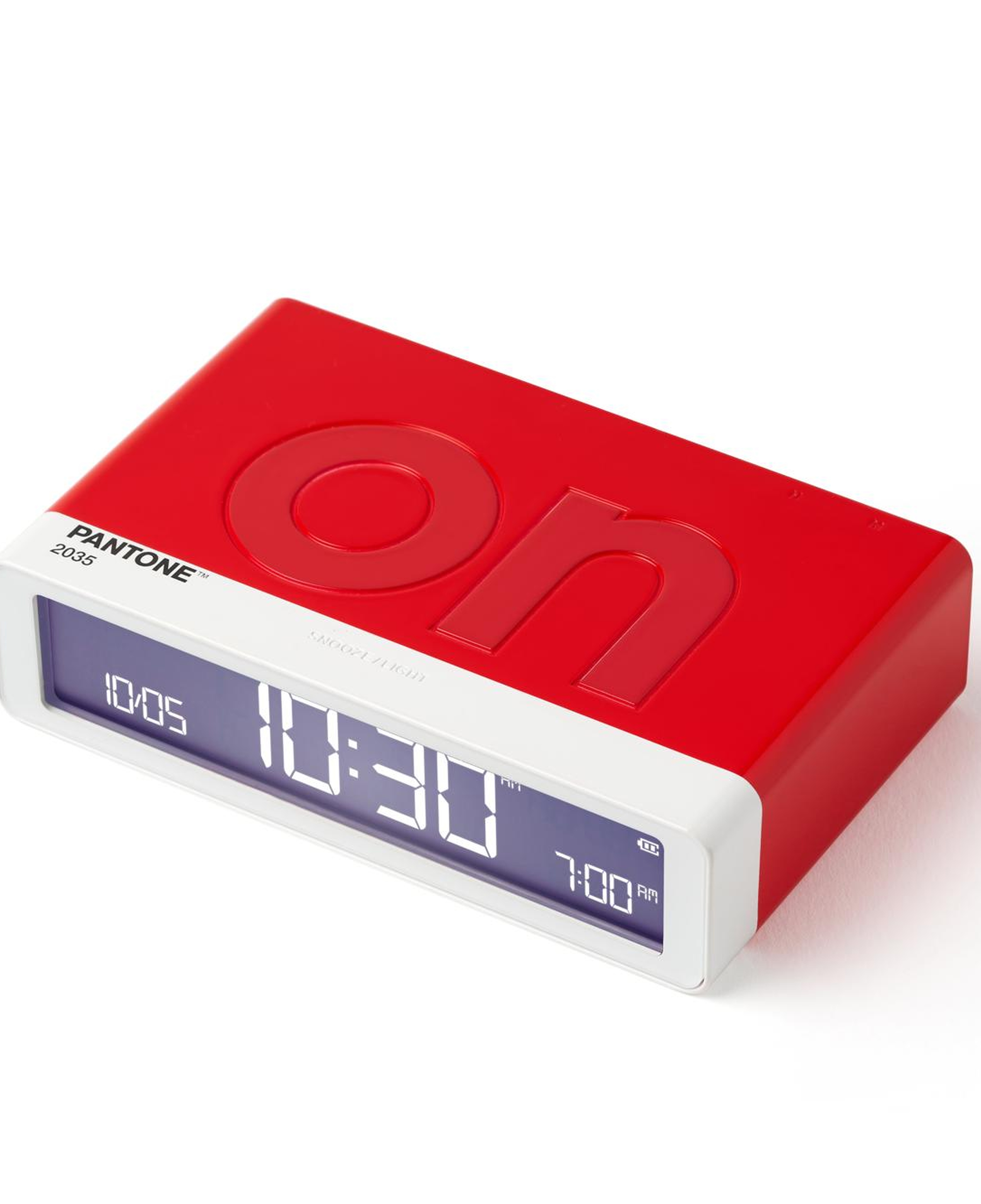 Lexon x Pantone Flip Klasik Şarj Edilebilir Alarm Saat Kırmızı