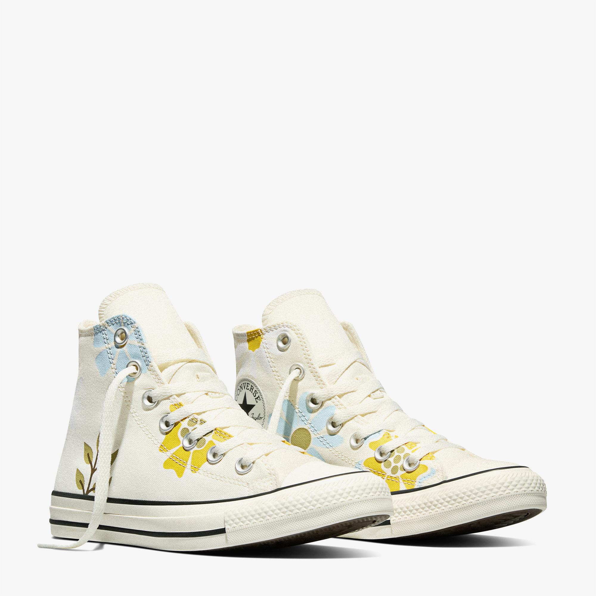 Converse Chuck Taylor All Star Unisex Çiçek Desenli Krem Sneaker
