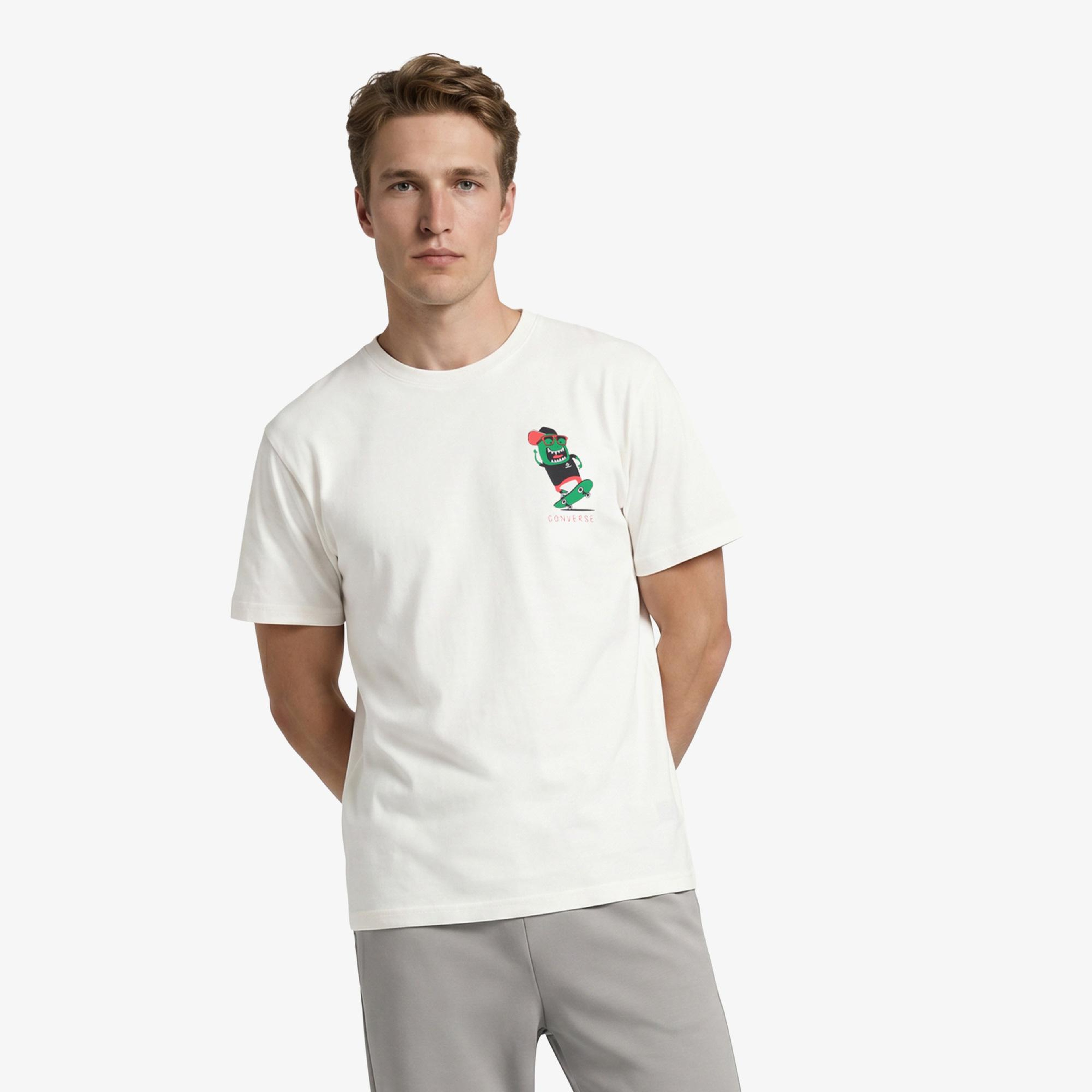 Converse Erkek Krem Grafik Baskılı T-Shirt