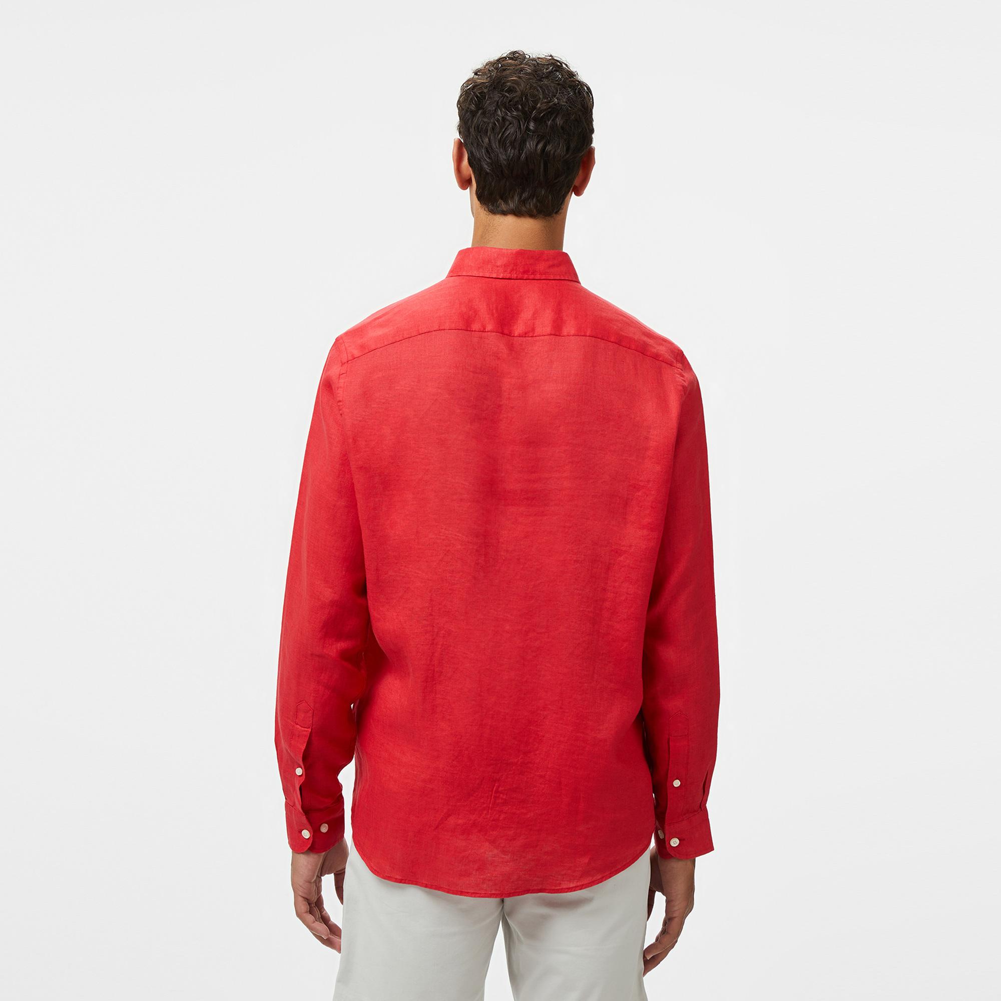 Nautica Erkek Kırmızı Classic Fit Keten Gömlek