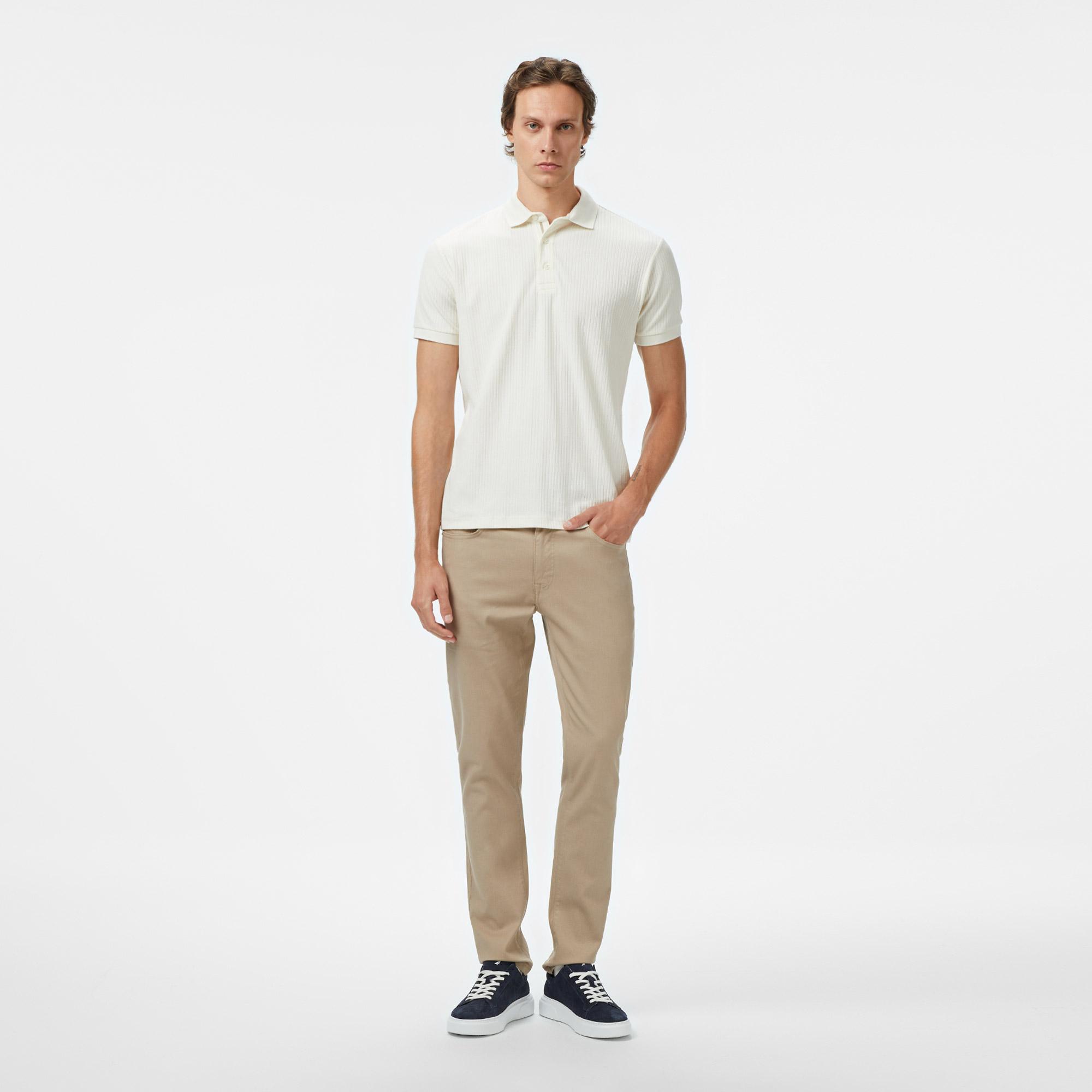 Nautica Erkek Krem Rengi Regular Fit Polo Yaka T-Shirt