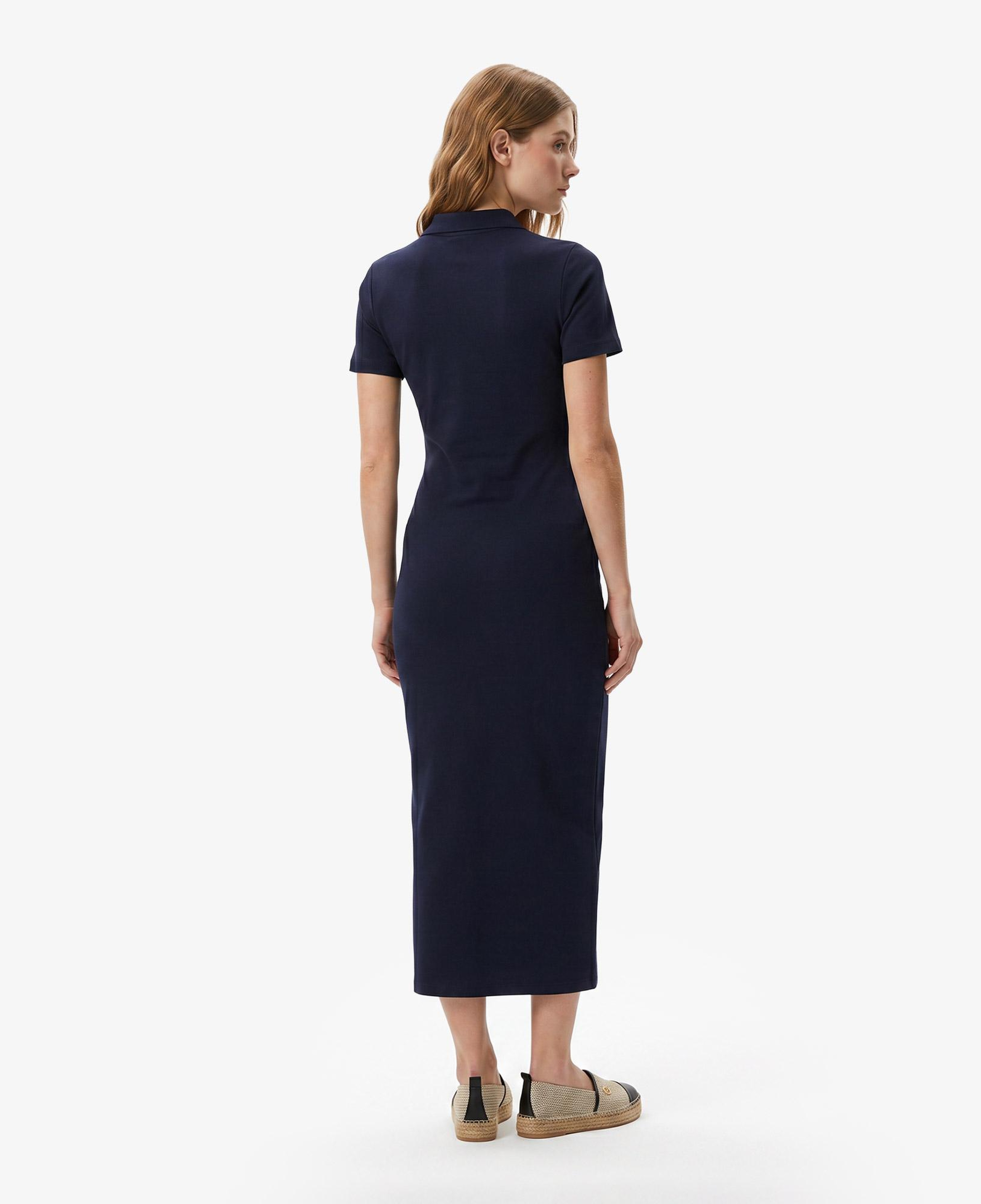 Nautica Kadın Lacivert Slim Fit Kısa Kollu Çizgili Elbise
