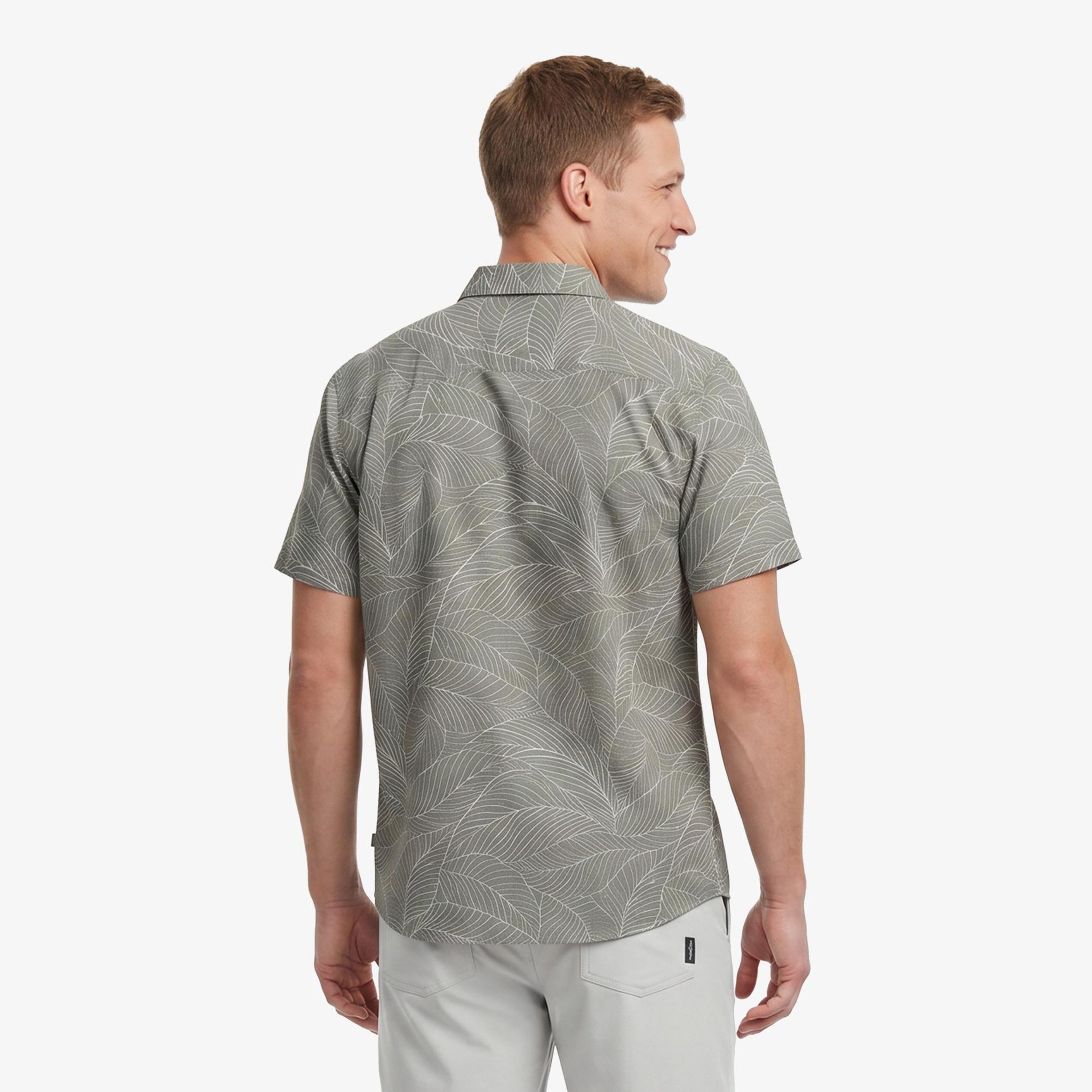 Nautica Erkek Yeşil Regular Fit Kısa Kollu Desenli Keten Gömlek