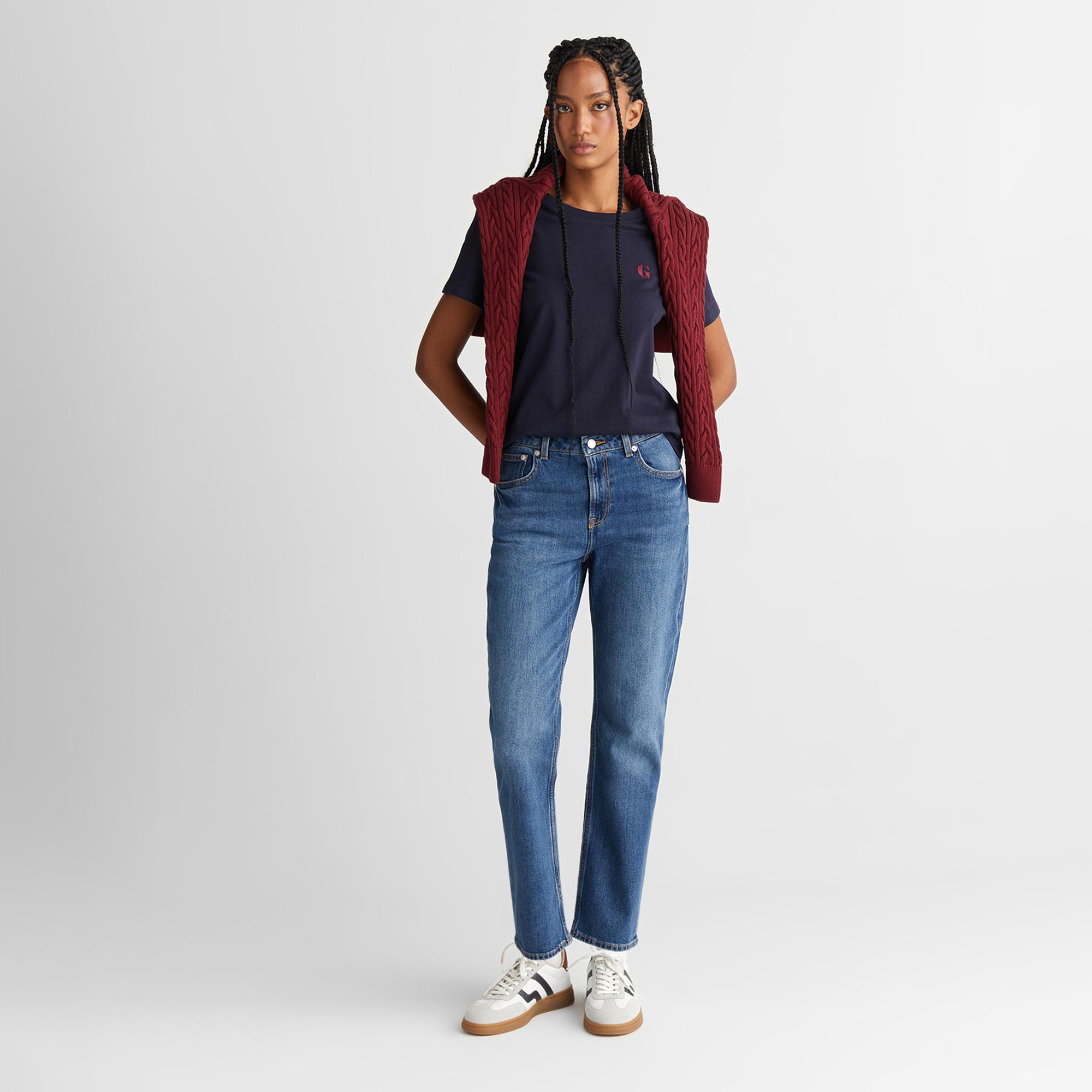 GANT Kadın Mavi Straight Fit  Pantolon