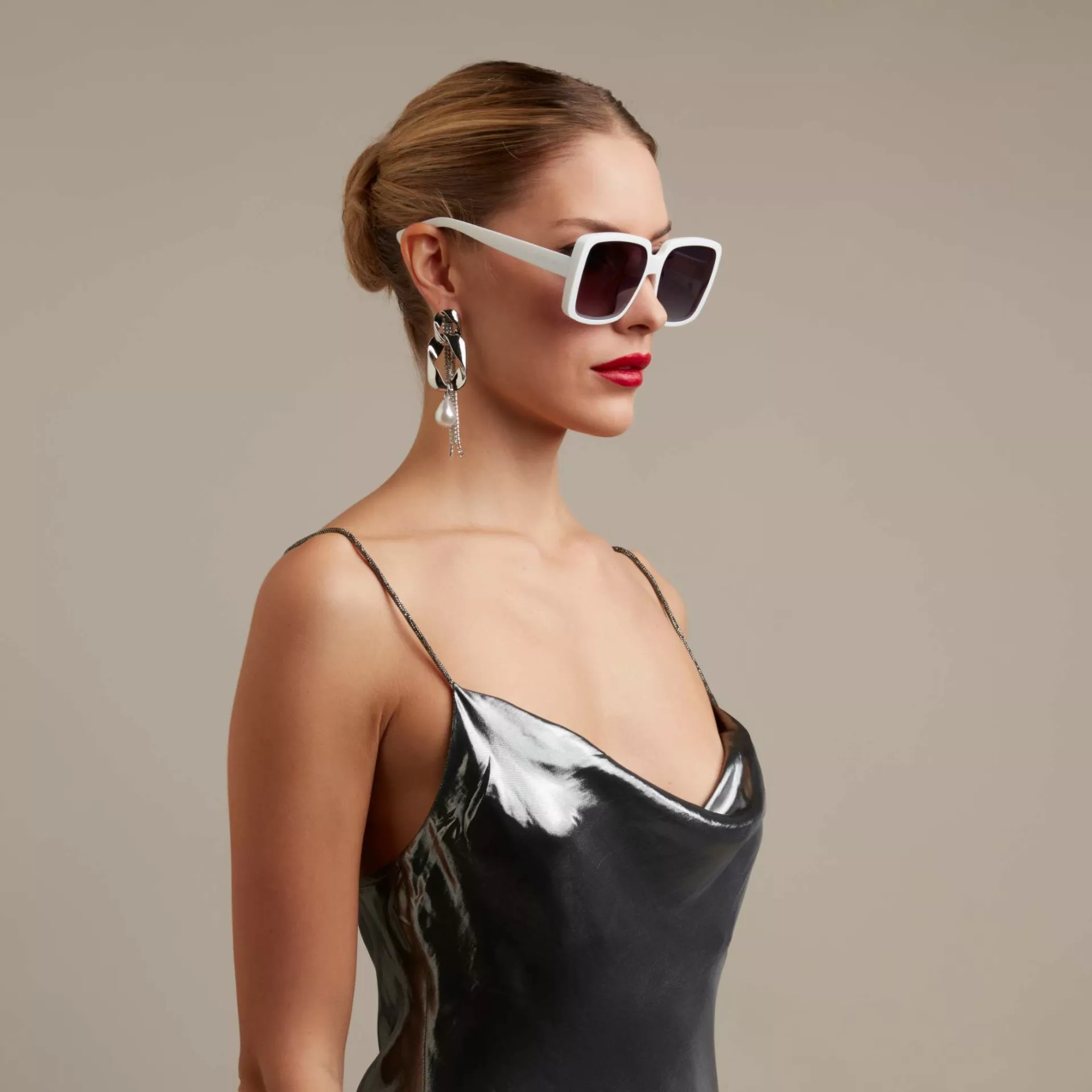 Okkia Alessia Unisex Güneş Gözlüğü Beyaz