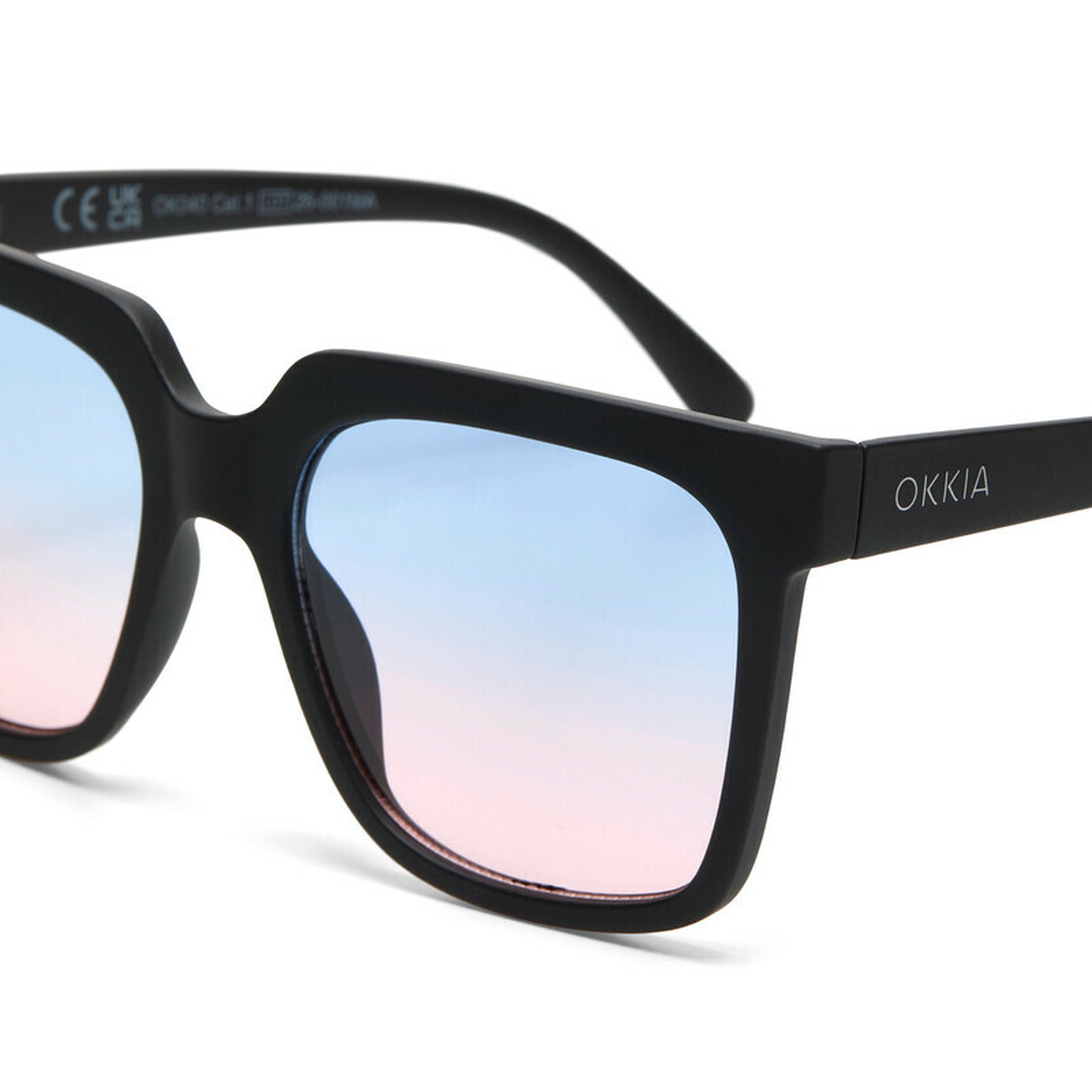 Okkia Roma Unisex Güneş Gözlüğü Siyah / Lens: Mavi/Pembe gradyan