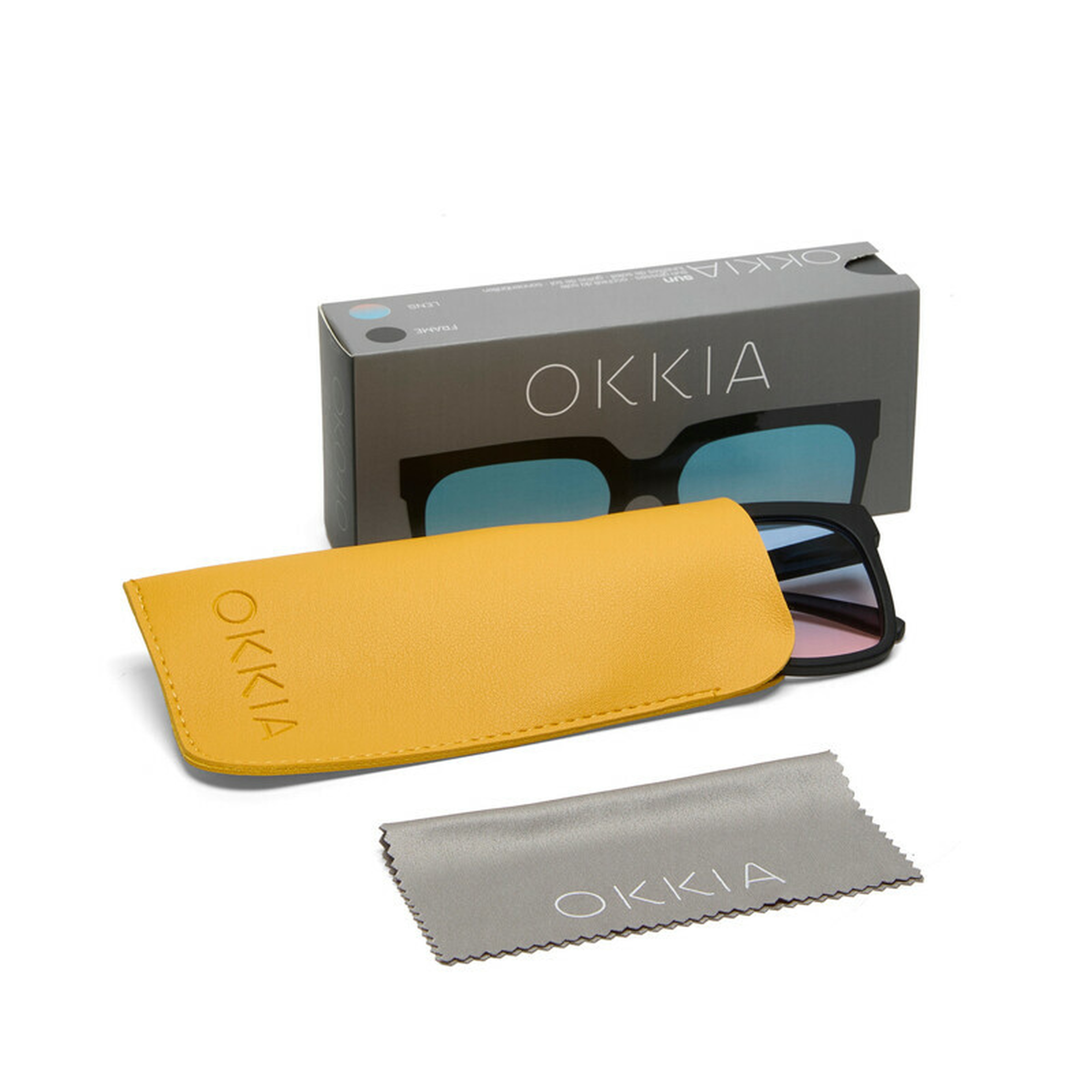 Okkia Roma Unisex Güneş Gözlüğü Siyah / Lens: Mavi/Pembe gradyan