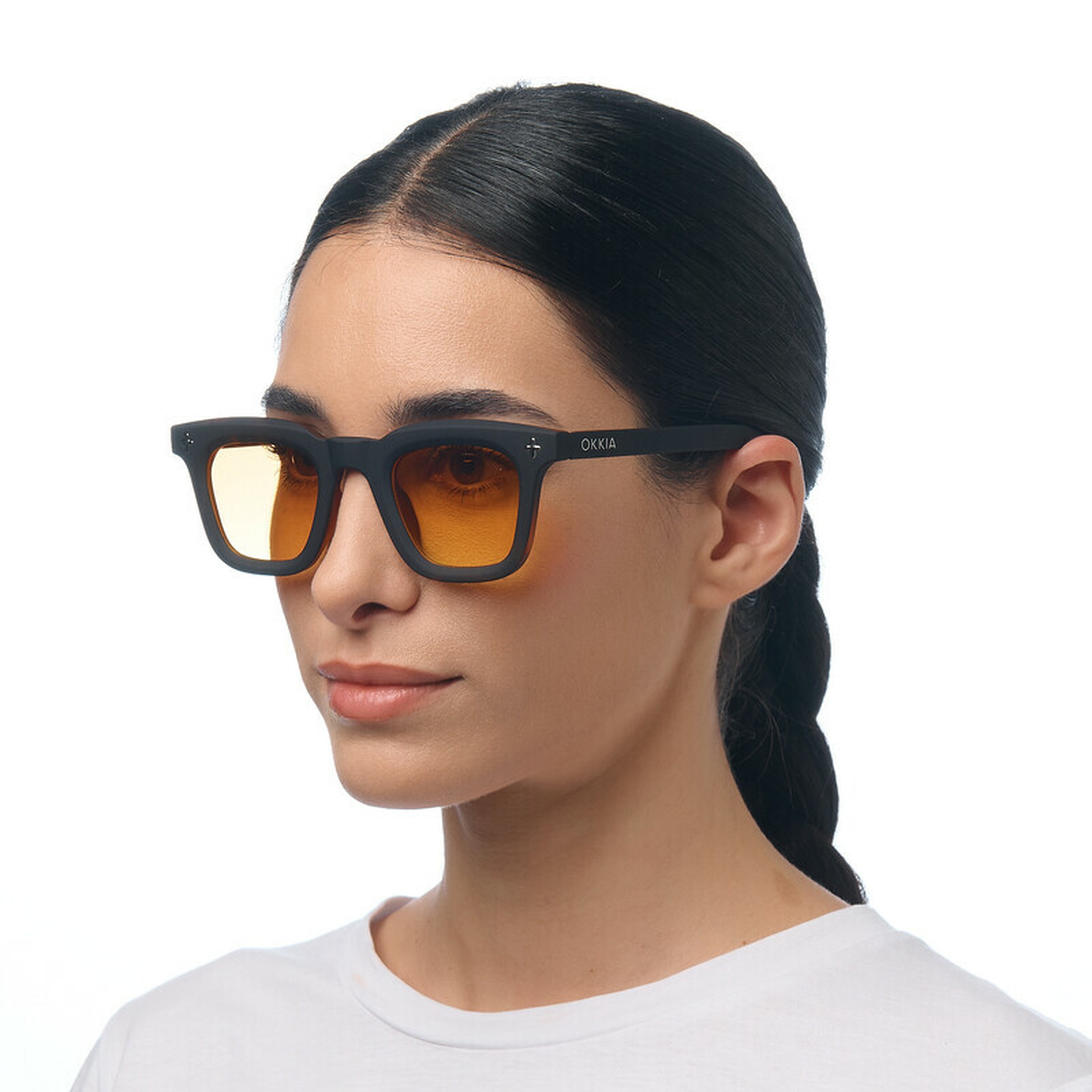 Okkia Firenze Unisex Güneş GözlüğüSiyah Havana / Lens : Sarı