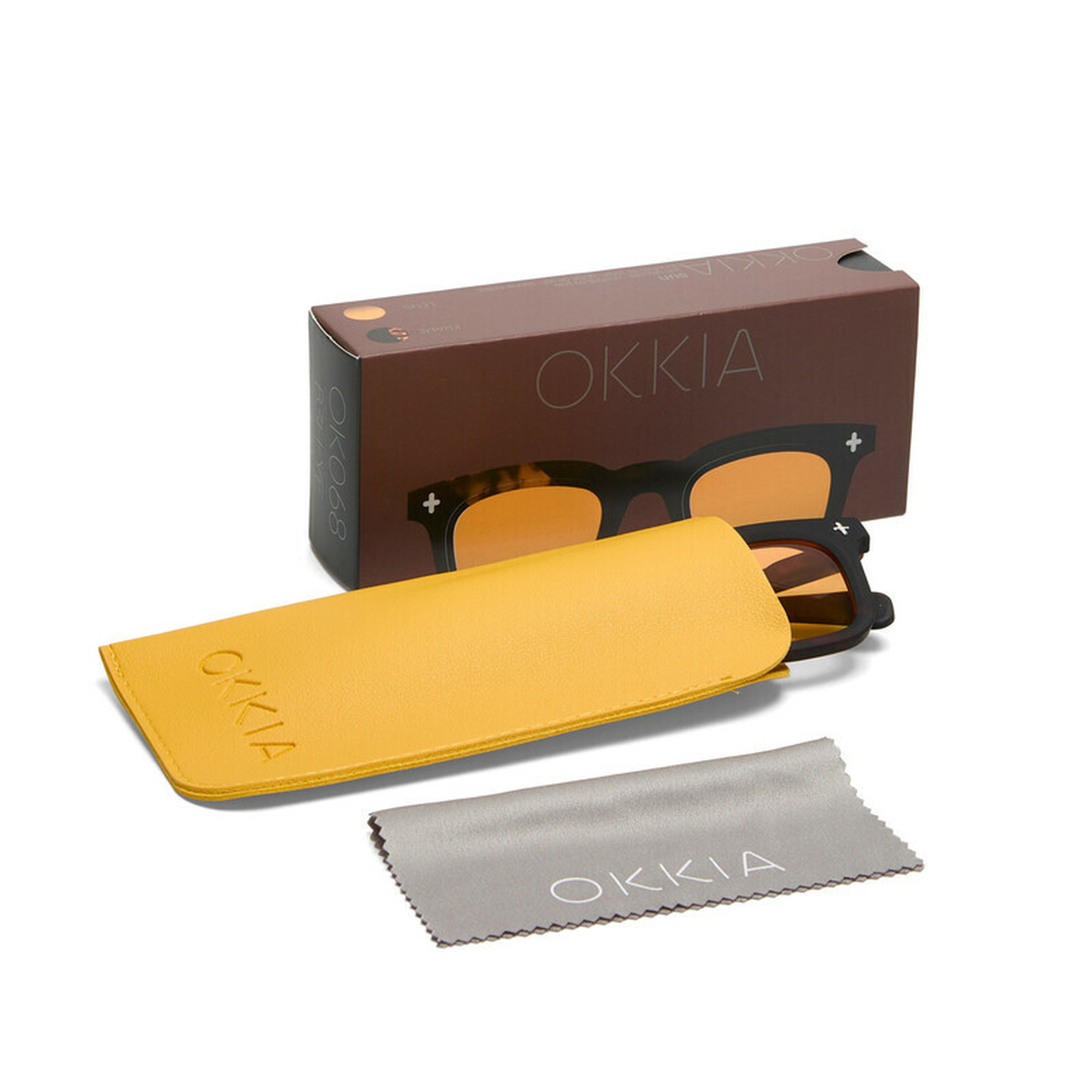 Okkia Firenze Unisex Güneş GözlüğüSiyah Havana / Lens : Sarı