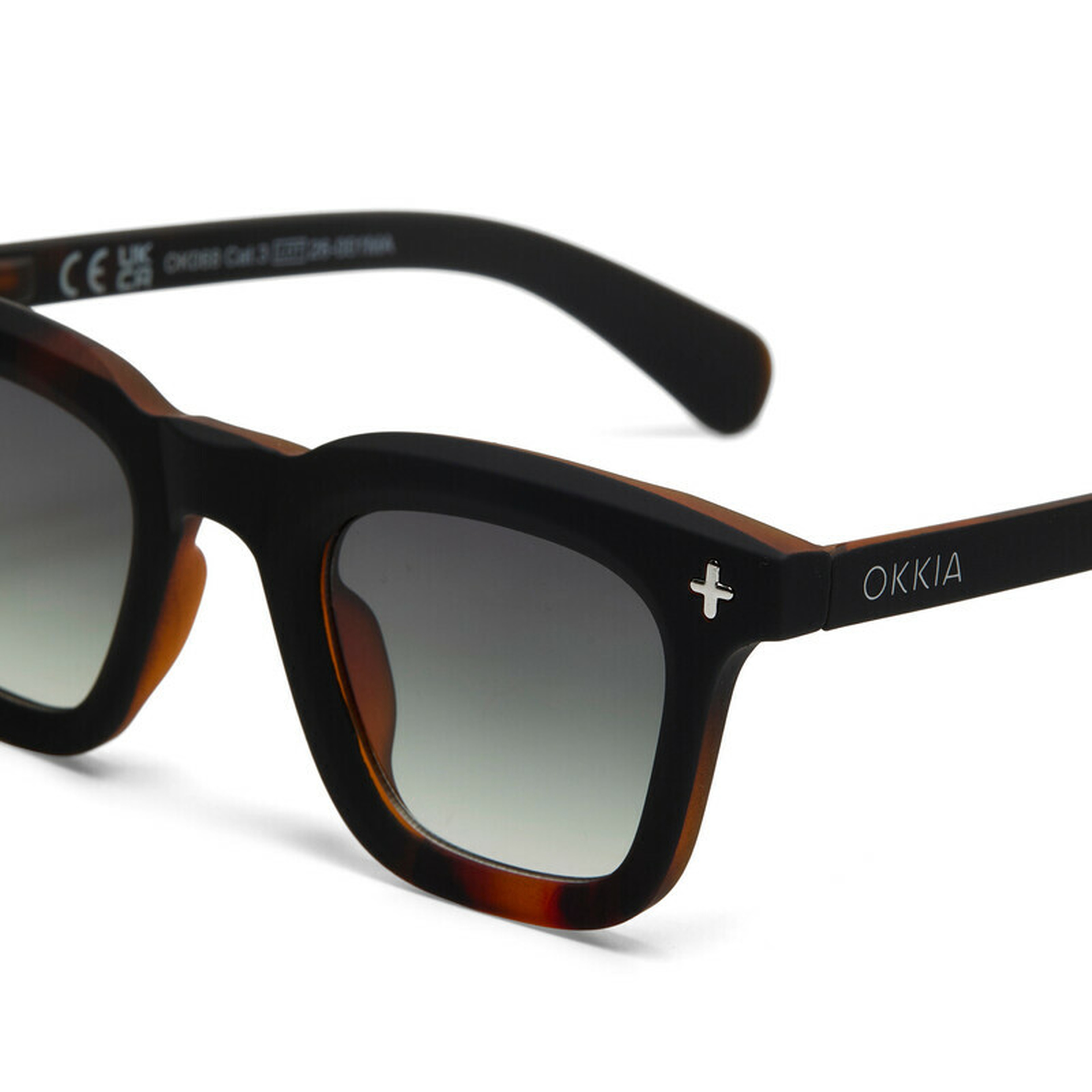 Okkia Firenze Unisex Güneş Gözlüğü Siyah Havana / Lens: Yeşil Gradyan