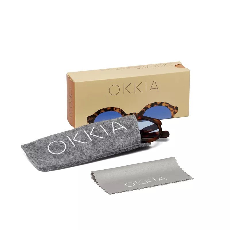 Okkia Lauro Unisex Yuvarlak Klasik Havana Güneş Gözlüğü Mavi Gradyan