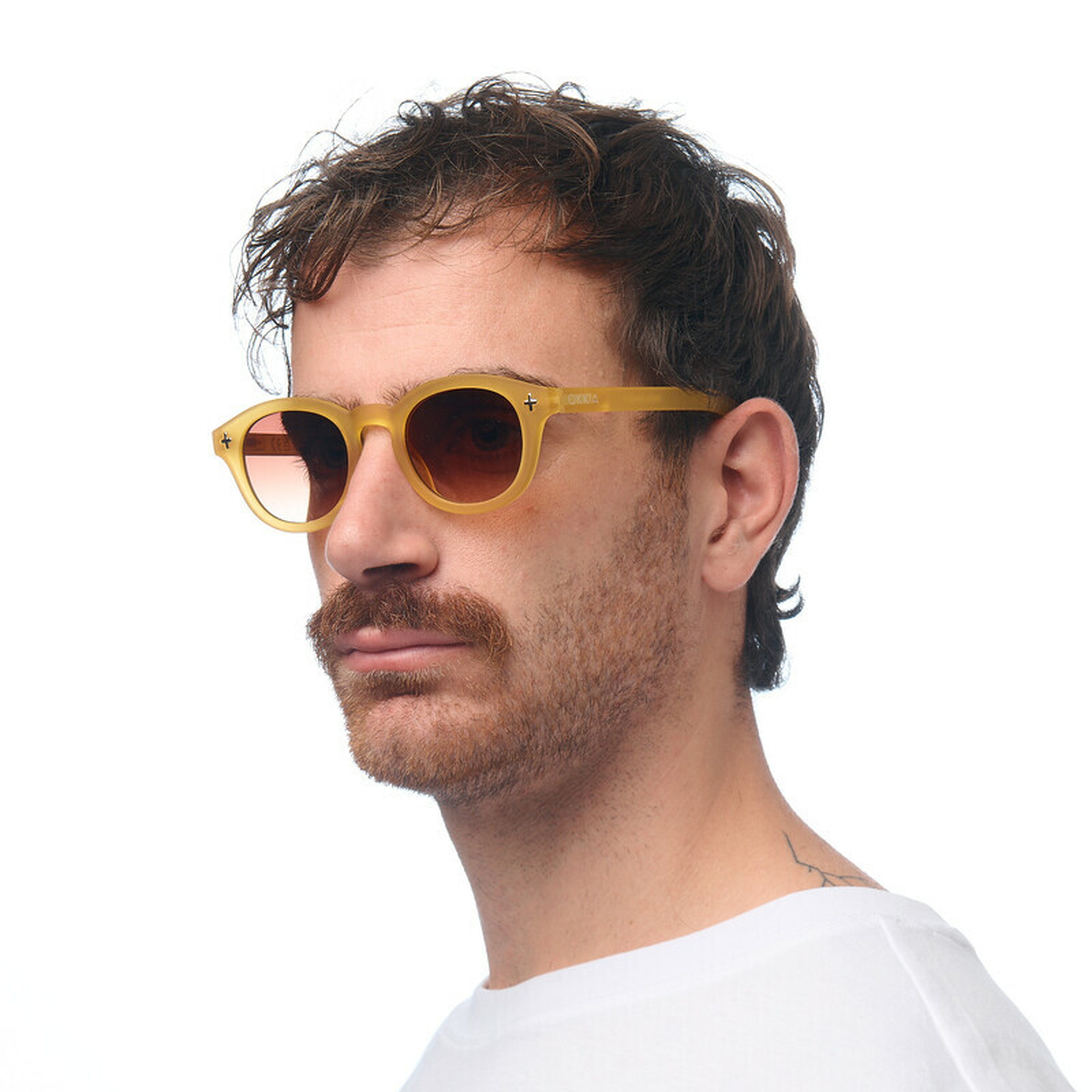 Okkia Milano Unisex Güneş Gözlüğü Sarı / Lens: Kahverengi Gradyan