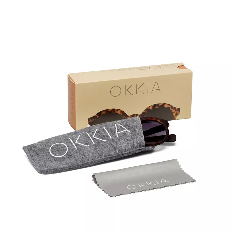 Okkia Lauro Unisex Yuvarlak Güneş Gözlüğü Klasik Havana Siyah Gradyan