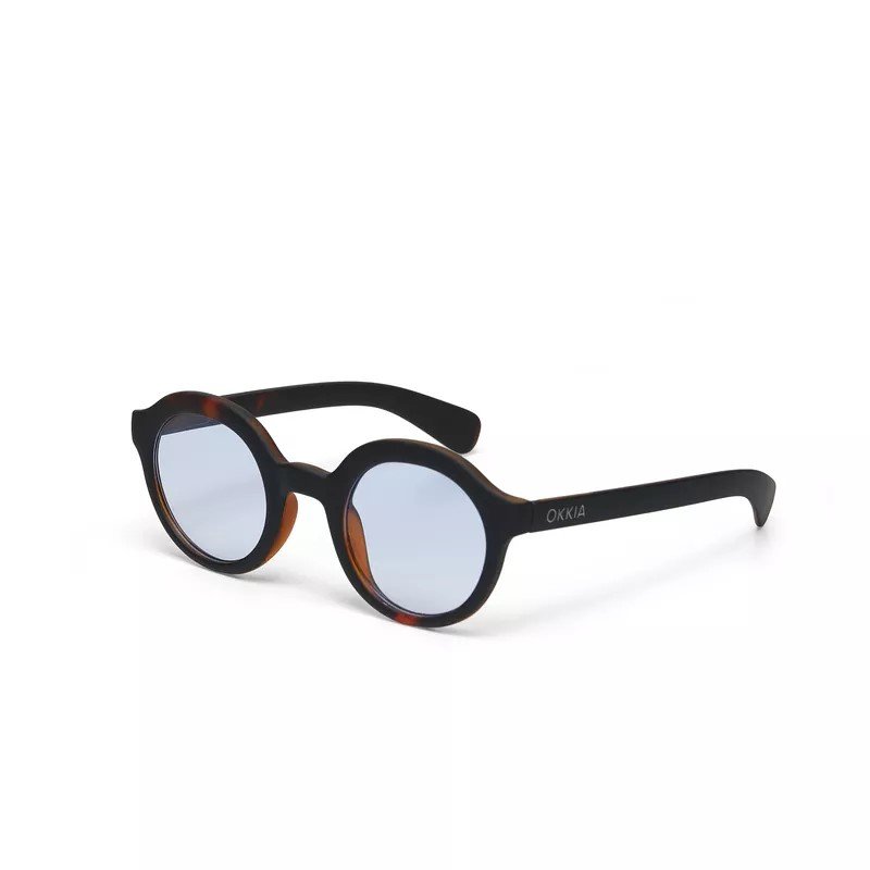 Okkia Lauro Unisex Yuvarlak Siyah Havana Güneş Gözlüğü Mavi Gradyan