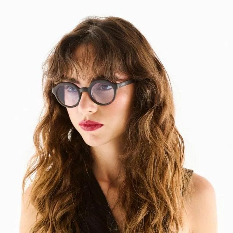 Okkia Lauro Unisex Yuvarlak Siyah Havana Güneş Gözlüğü Mavi Gradyan