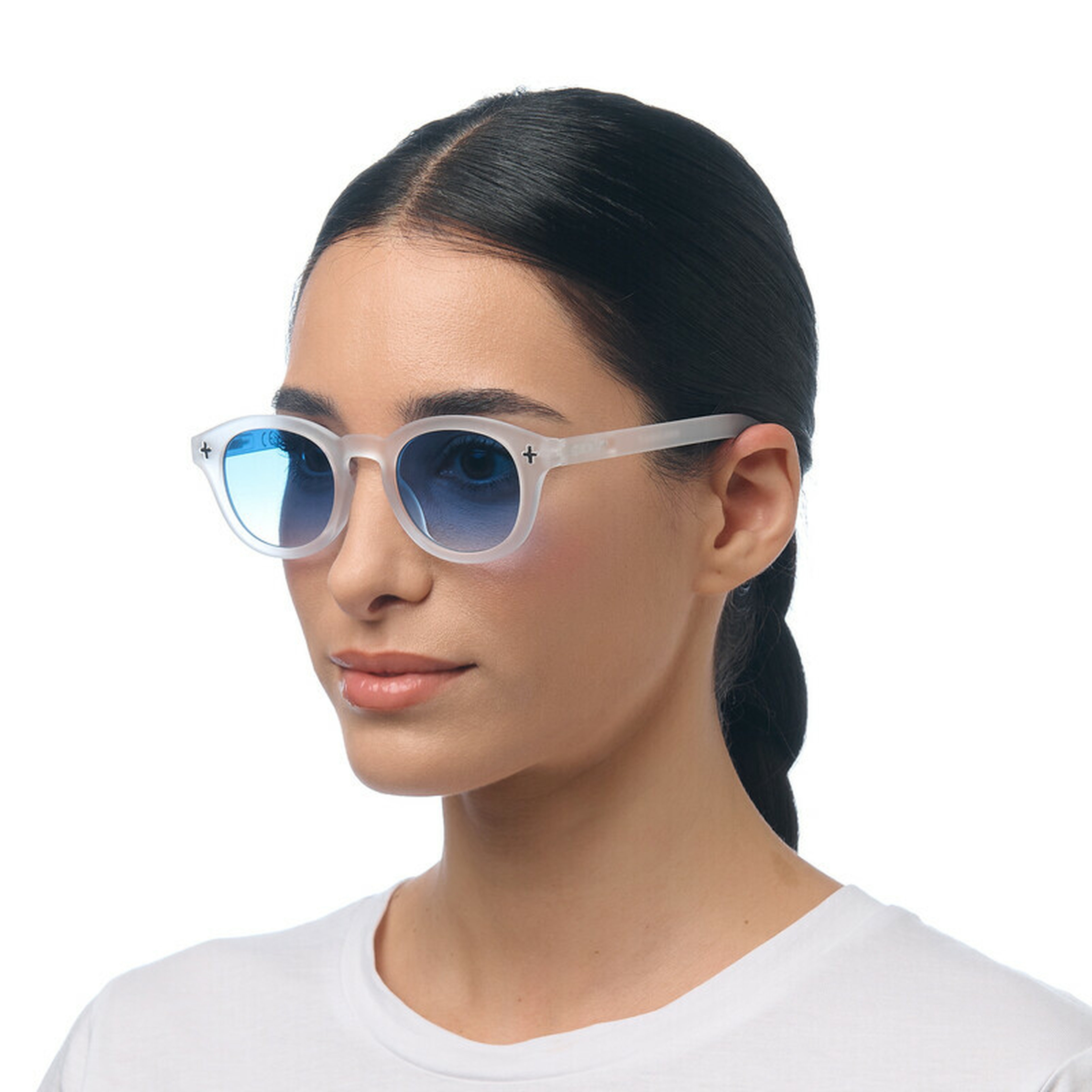 Okkia Milano Unisex Güneş Gözlüğü Transparan Beyaz / Lens: Mavi Gradyan