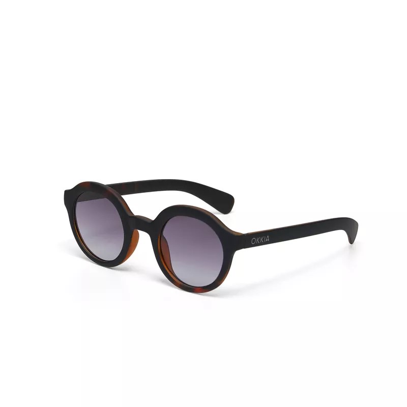 Okkia Lauro Unisex Yuvarlak Siyah Havana Güneş Gözlüğü Siyah Gradyan