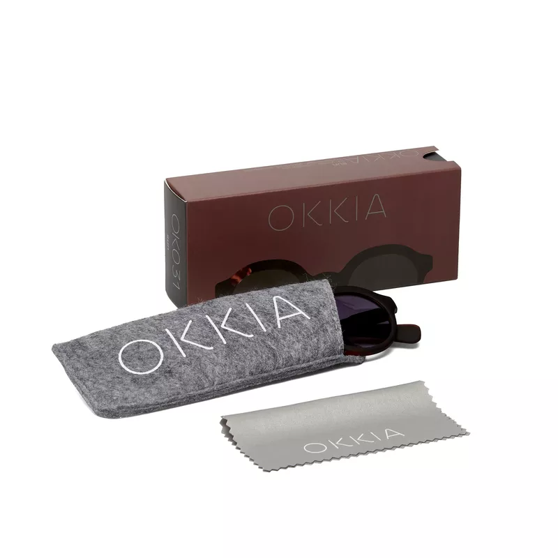 Okkia Lauro Unisex Yuvarlak Siyah Havana Güneş Gözlüğü Siyah Gradyan