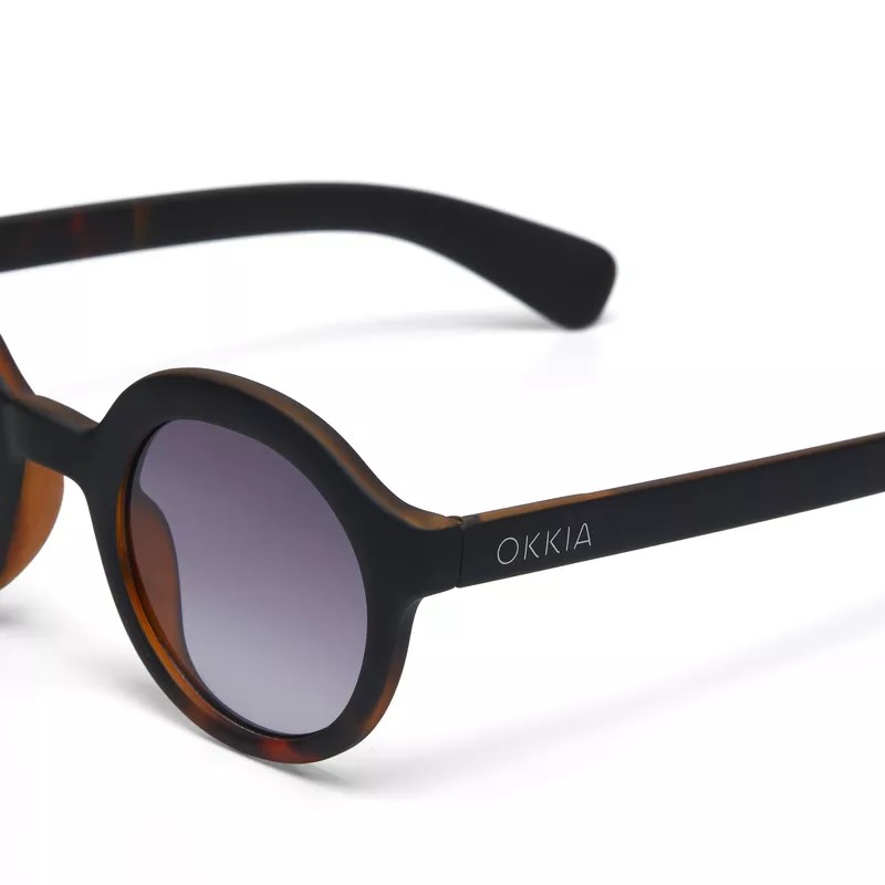 Okkia Lauro Unisex Yuvarlak Siyah Havana Güneş Gözlüğü Siyah Gradyan
