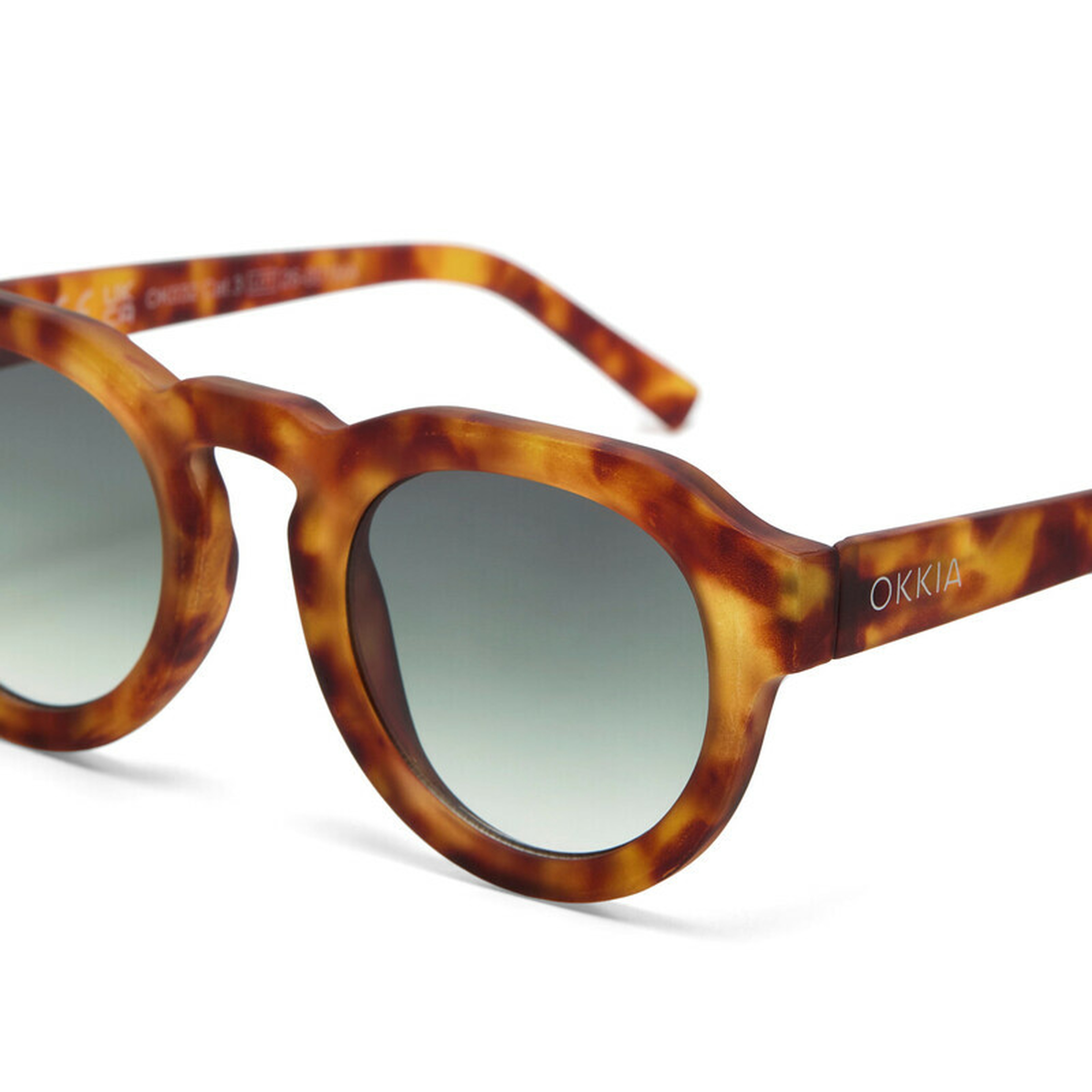 Okkia Zeno Round Unisex Güneş GözlüğüSahara Havana / Lens: Yeşil