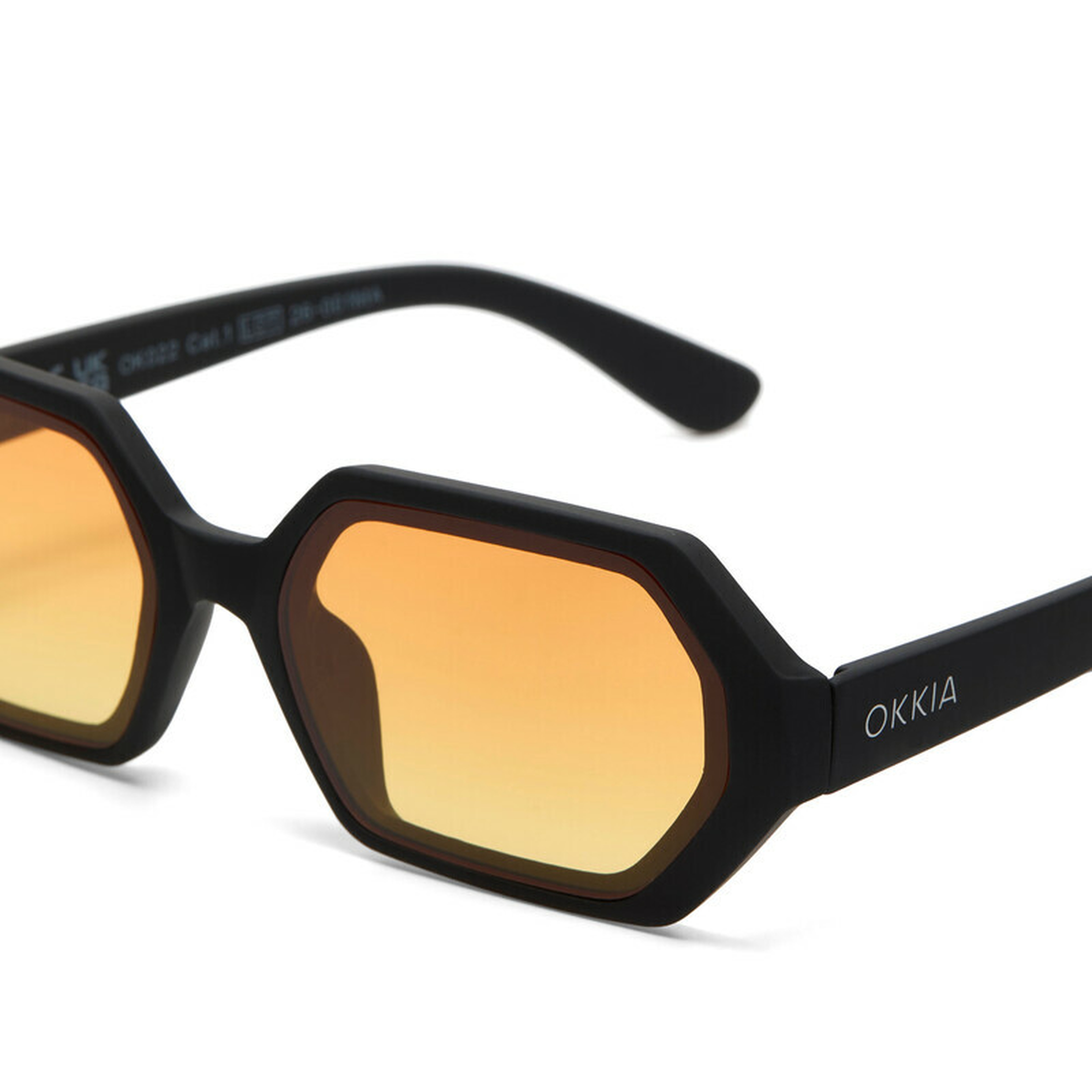 Okkia Andrea Altıgen Unisex Güneş GözlüğüSiyah / Lens : Sarı