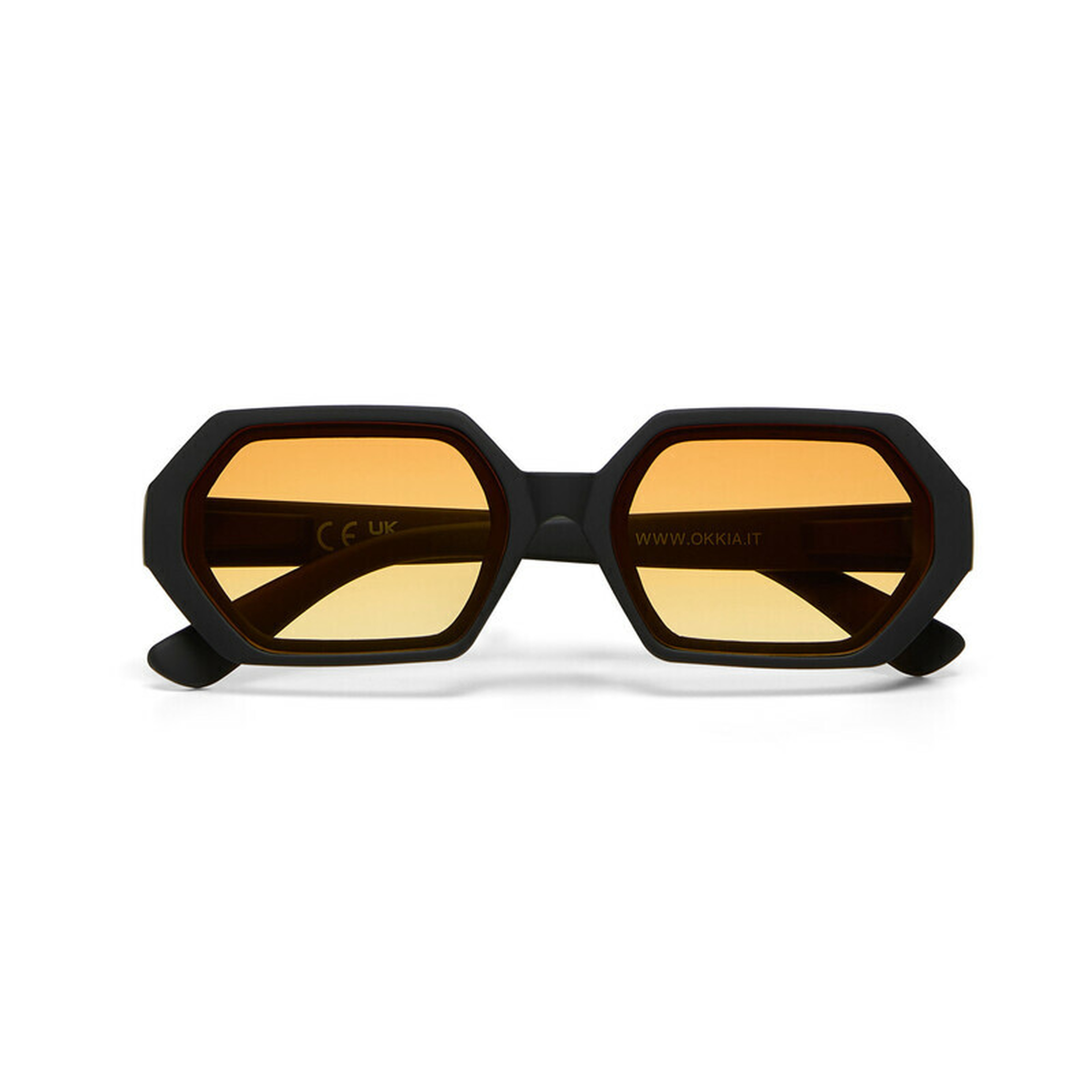 Okkia Andrea Altıgen Unisex Güneş GözlüğüSiyah / Lens : Sarı