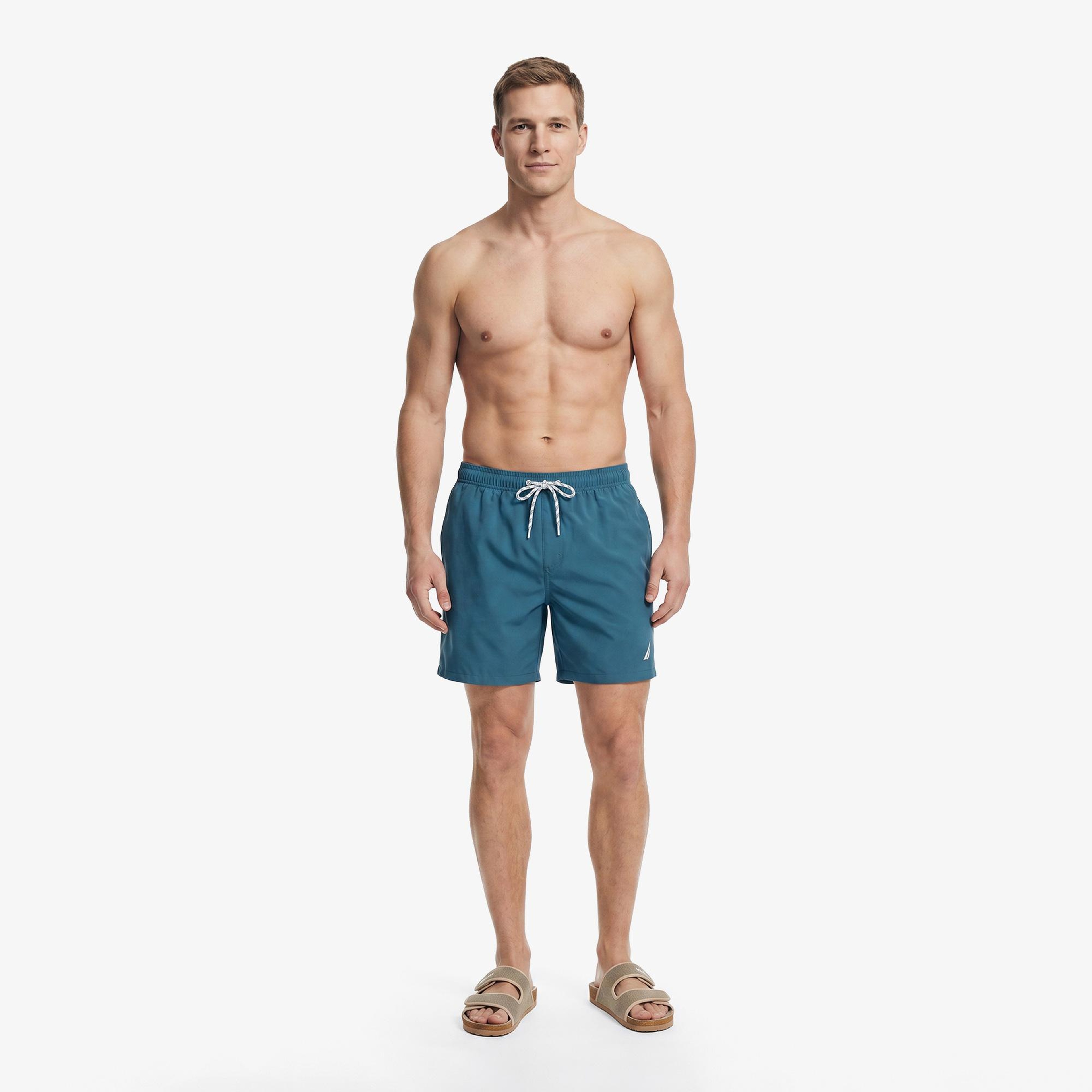 Nautica Erkek Mavi Regular Fit Desenli Deniz Şortu