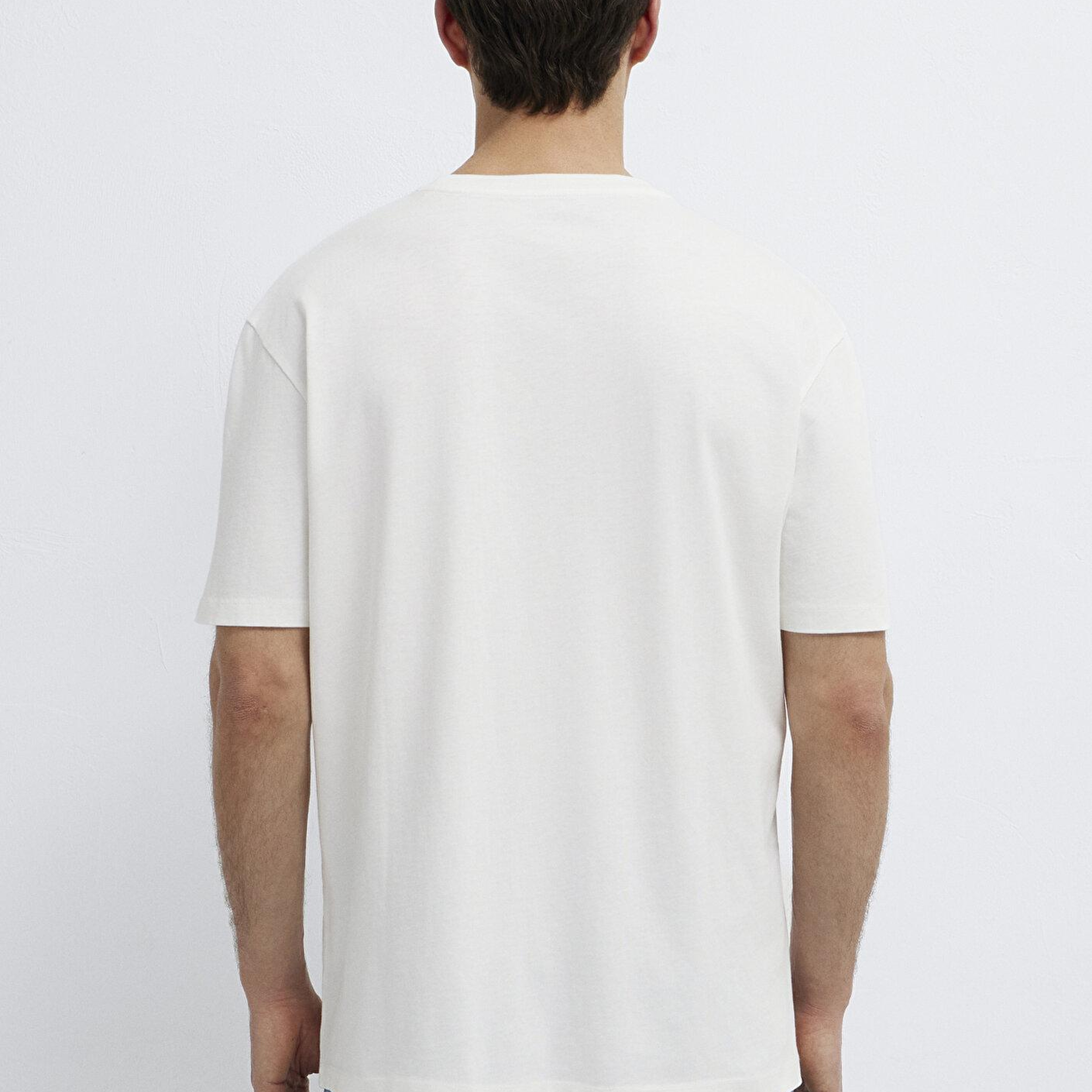 Mavi Mavi DNM Ekru Tişört Loose Fit / Bol Rahat Kesim 0613604-70057