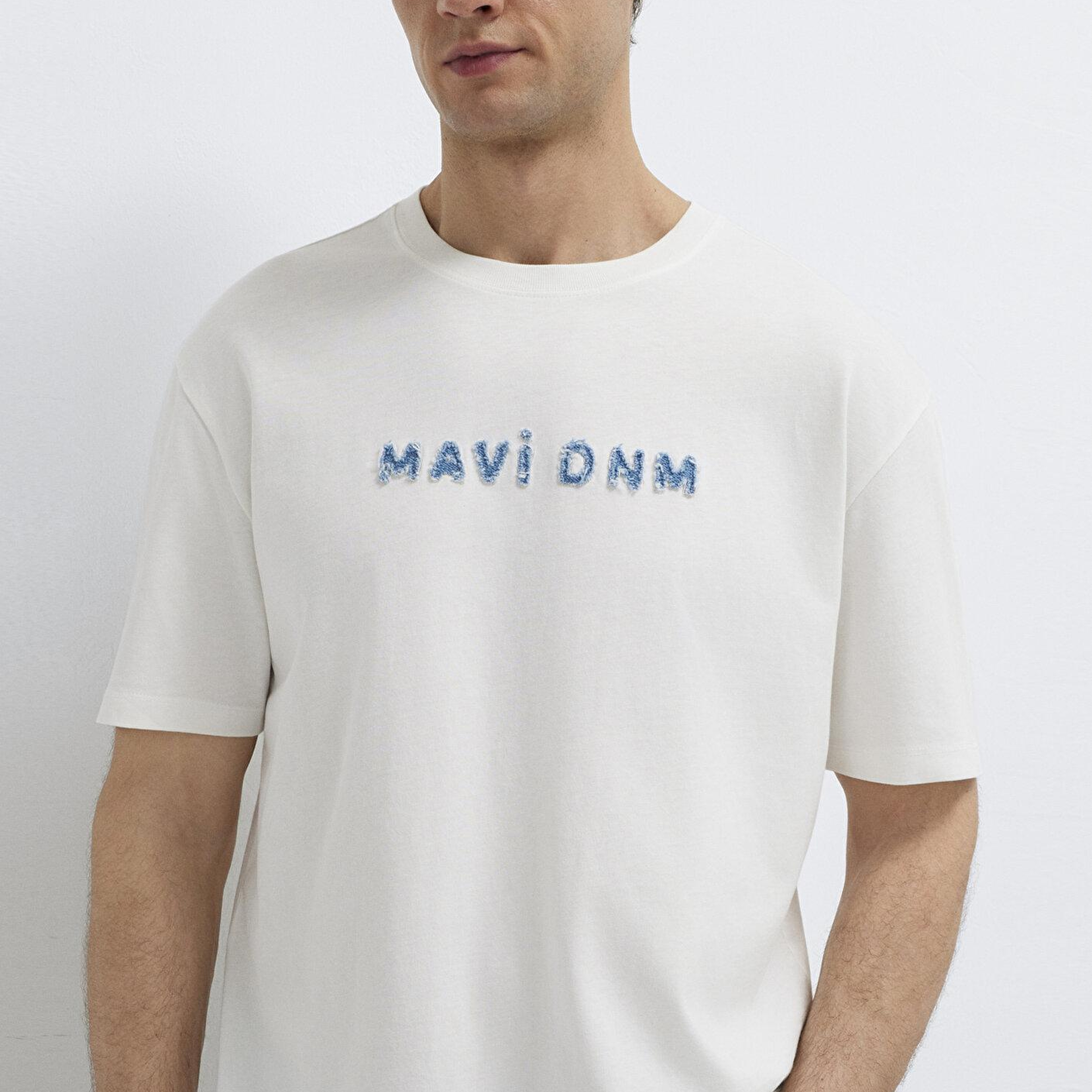 Mavi Mavi DNM Ekru Tişört Loose Fit / Bol Rahat Kesim 0613604-70057