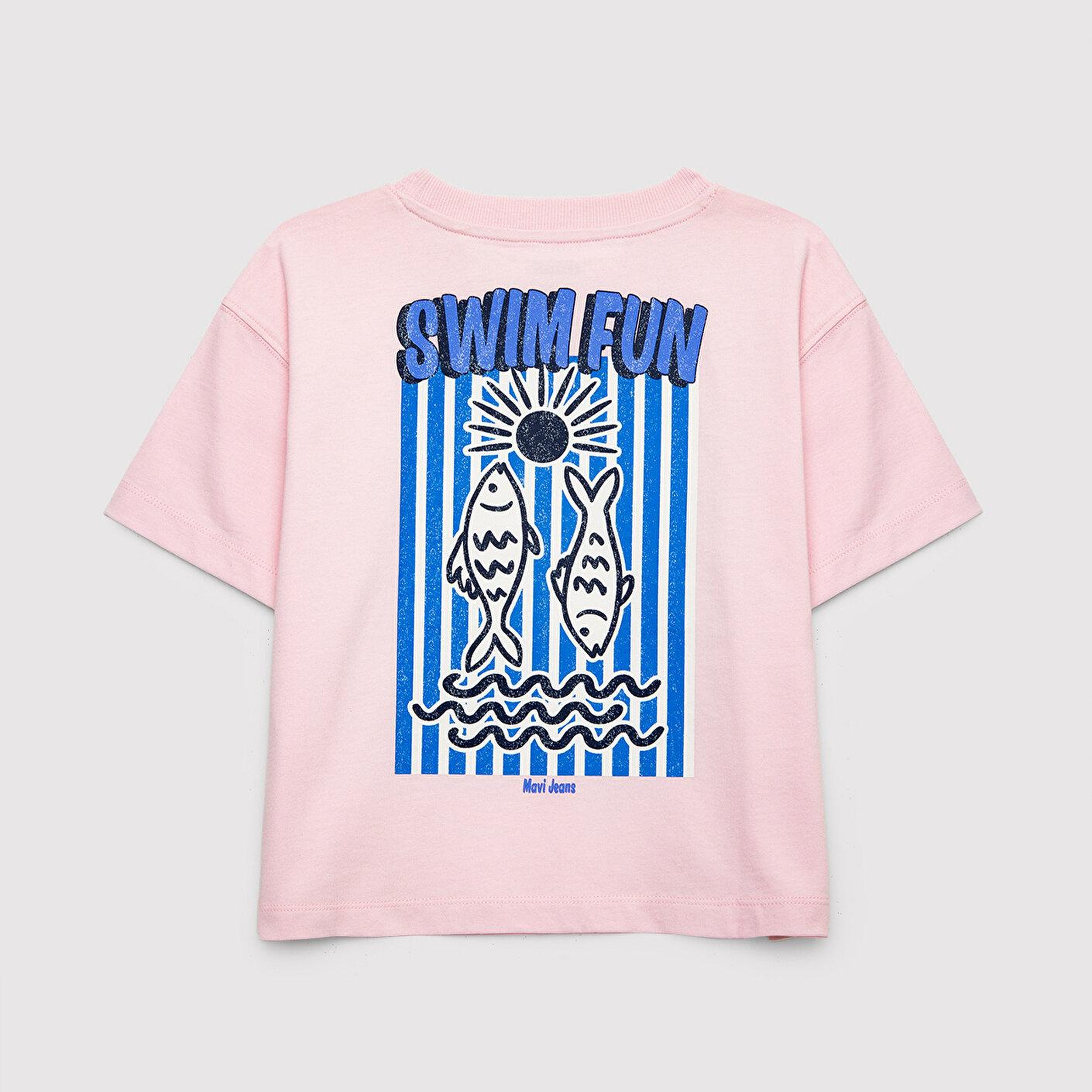 Mavi Swim Fun Baskılı Pembe Tişört Loose Fit / Bol Rahat Kesim 7610440-90773