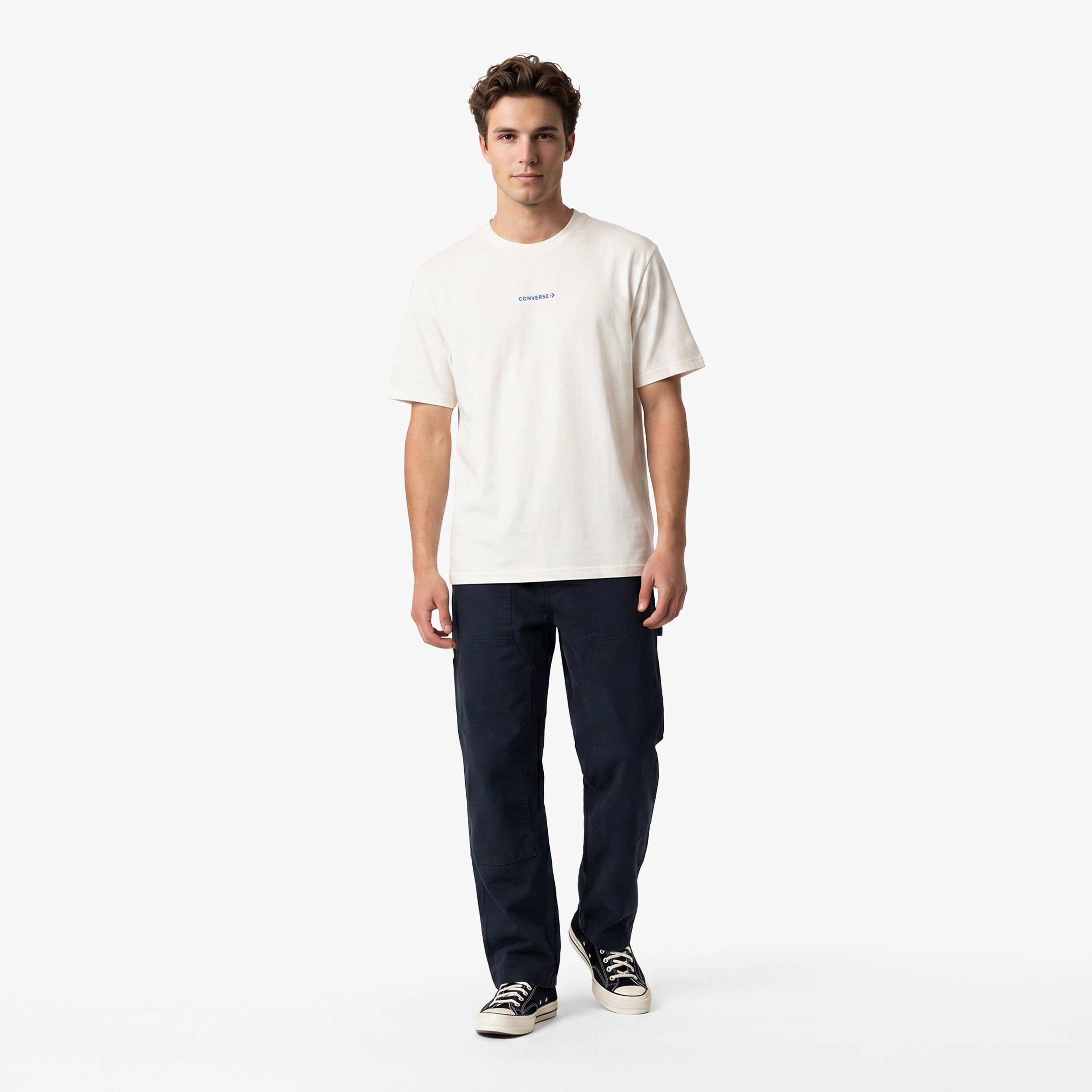 Converse Erkek Krem Grafik Baskılı T-Shirt