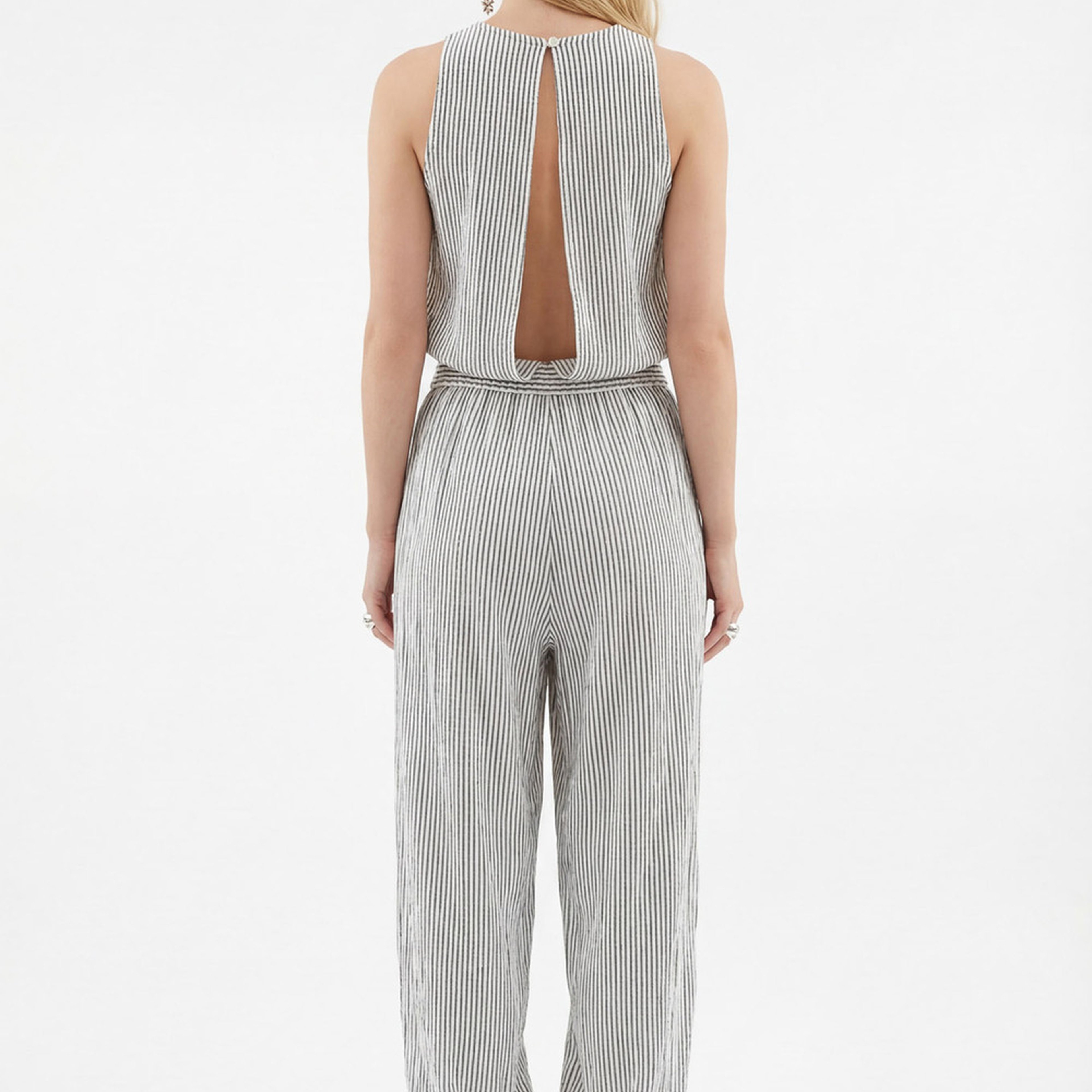 İKİKIZ Crinkle Siyah Çizgili Jogger Pantolon