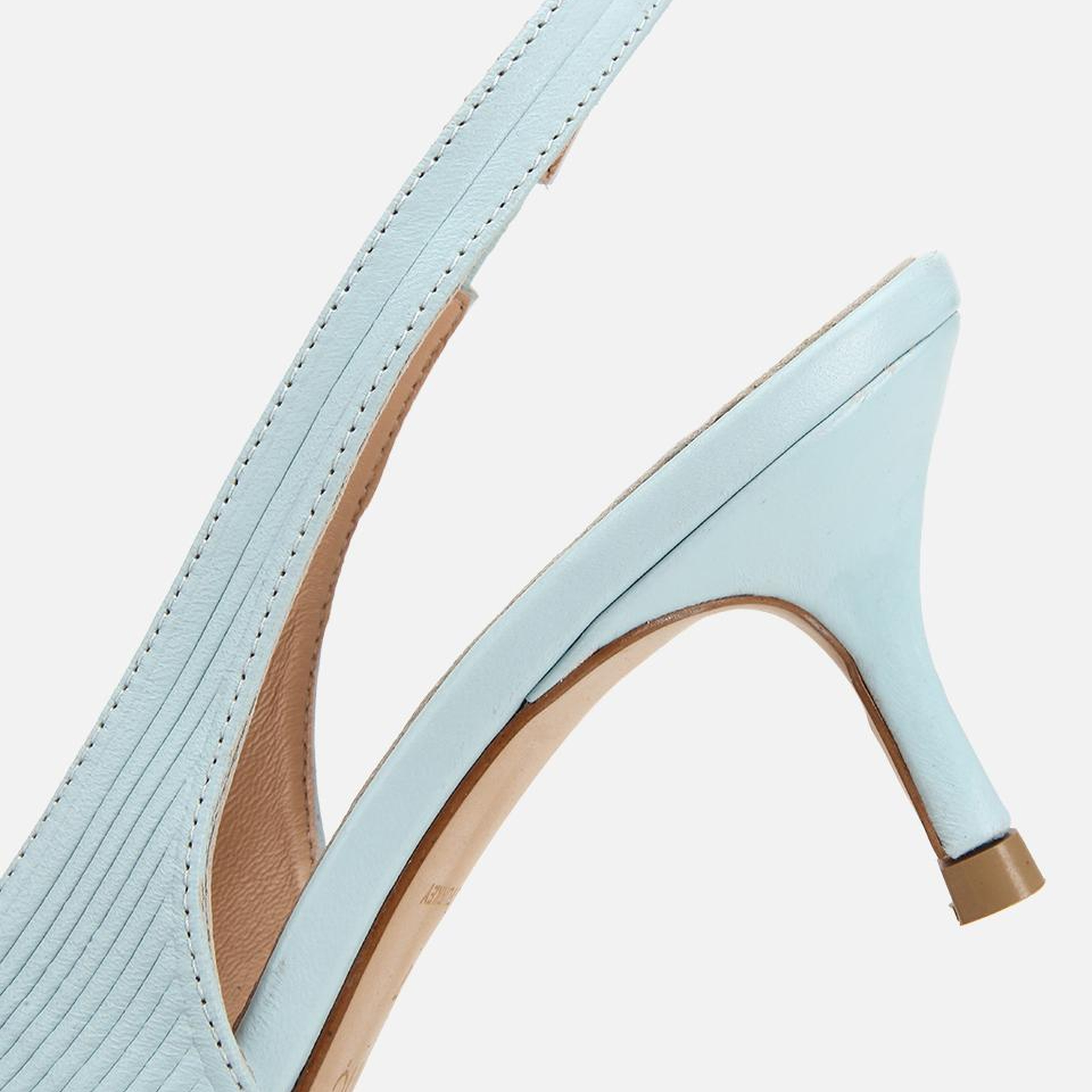 Kadın Deri Mavi Dokulu Yumuşak Arkası Açık Kısa Topuklu Stiletto