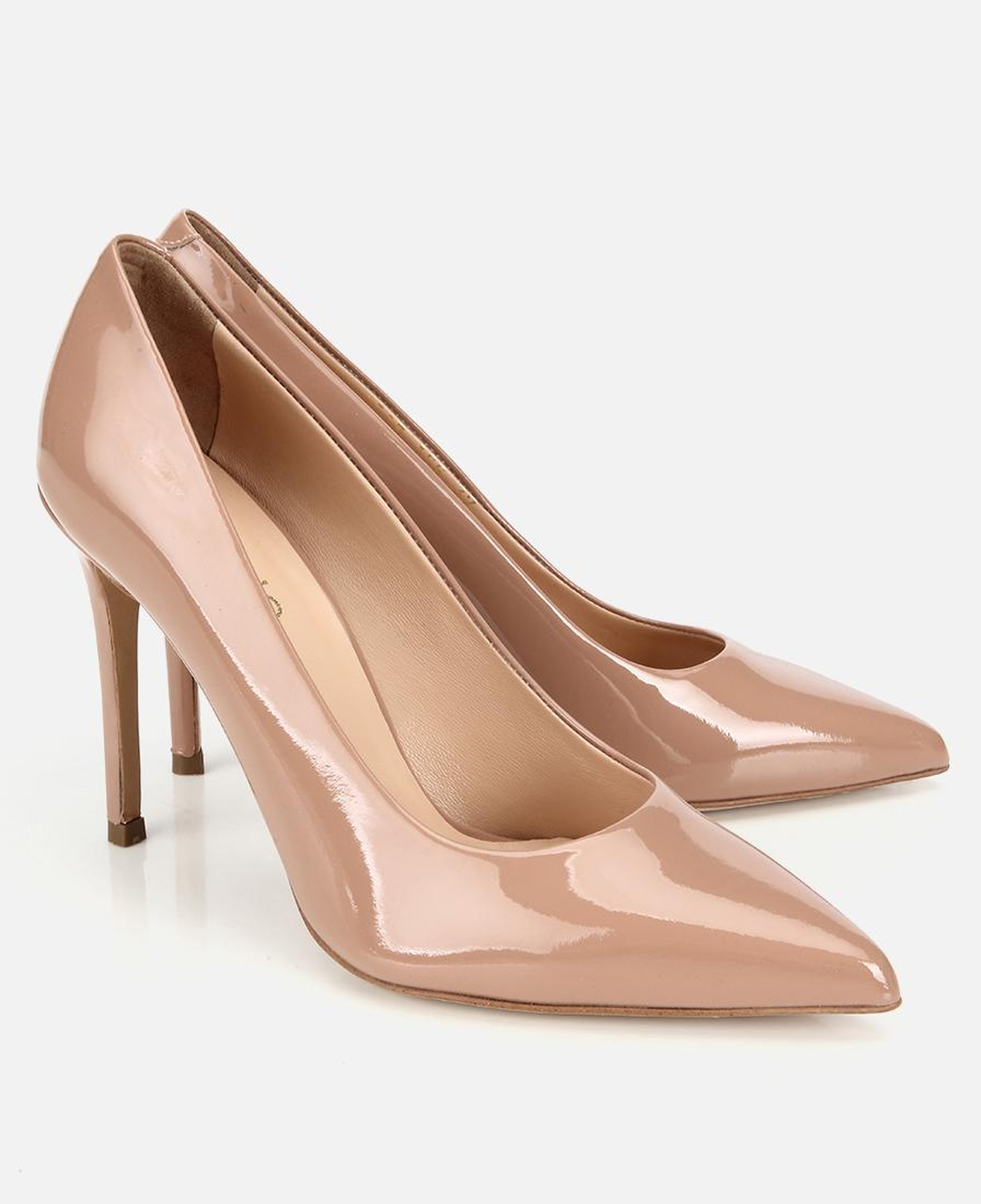 Kadın Rugan Deri Bej Yüksek Topuklu Stiletto