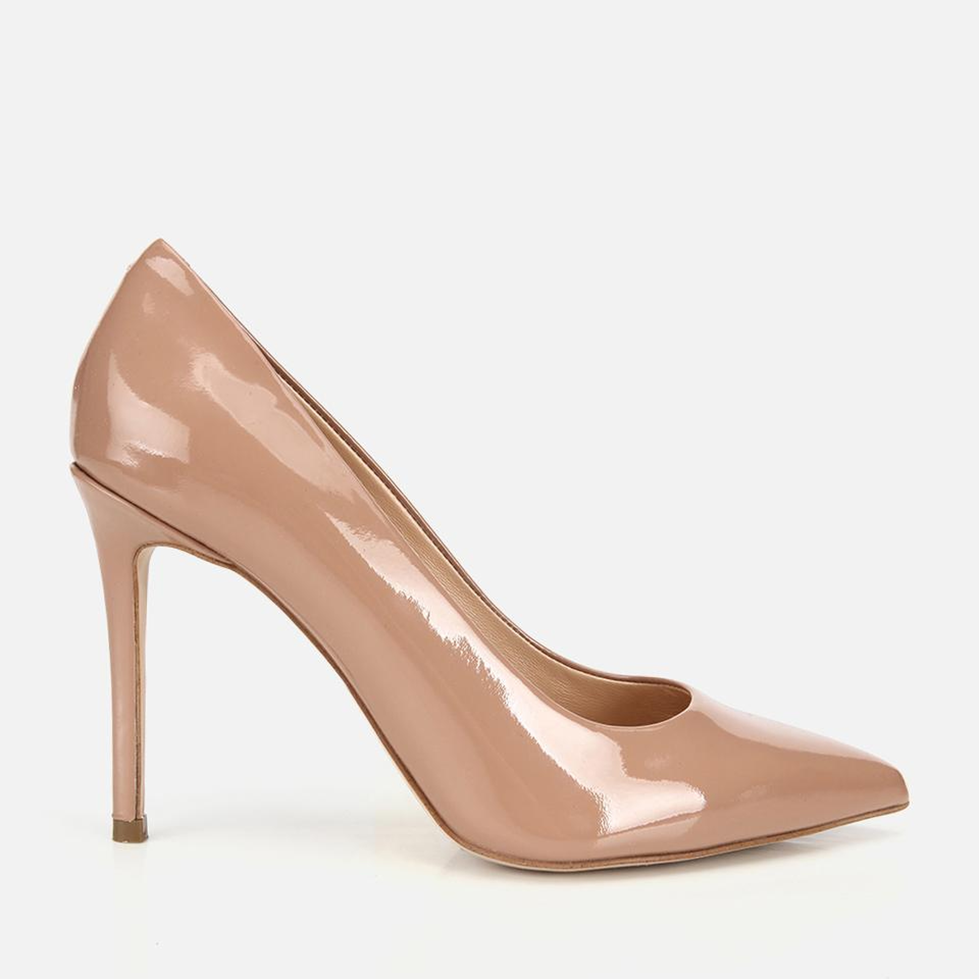 Kadın Rugan Deri Bej Yüksek Topuklu Stiletto