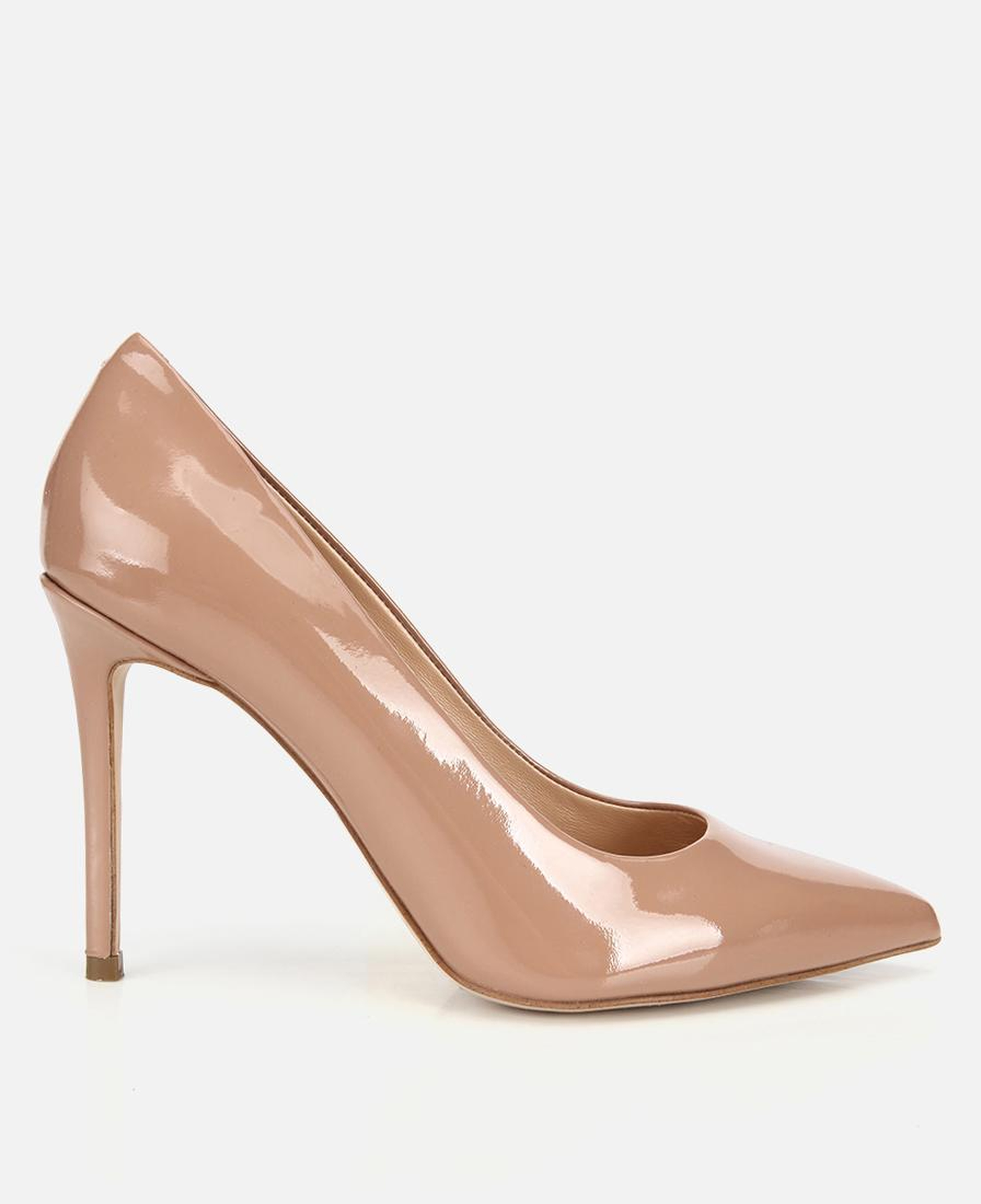 Kadın Rugan Deri Bej Yüksek Topuklu Stiletto