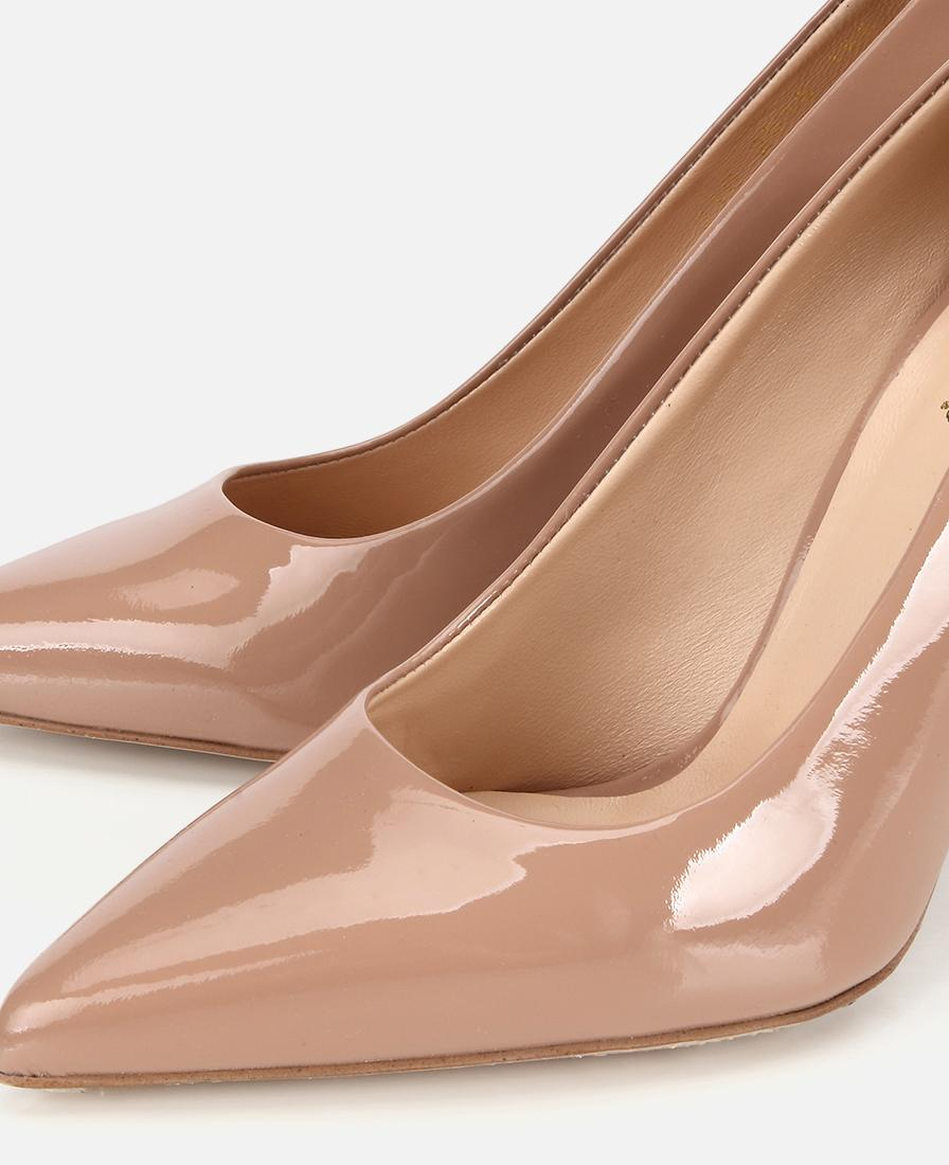Kadın Rugan Deri Bej Yüksek Topuklu Stiletto
