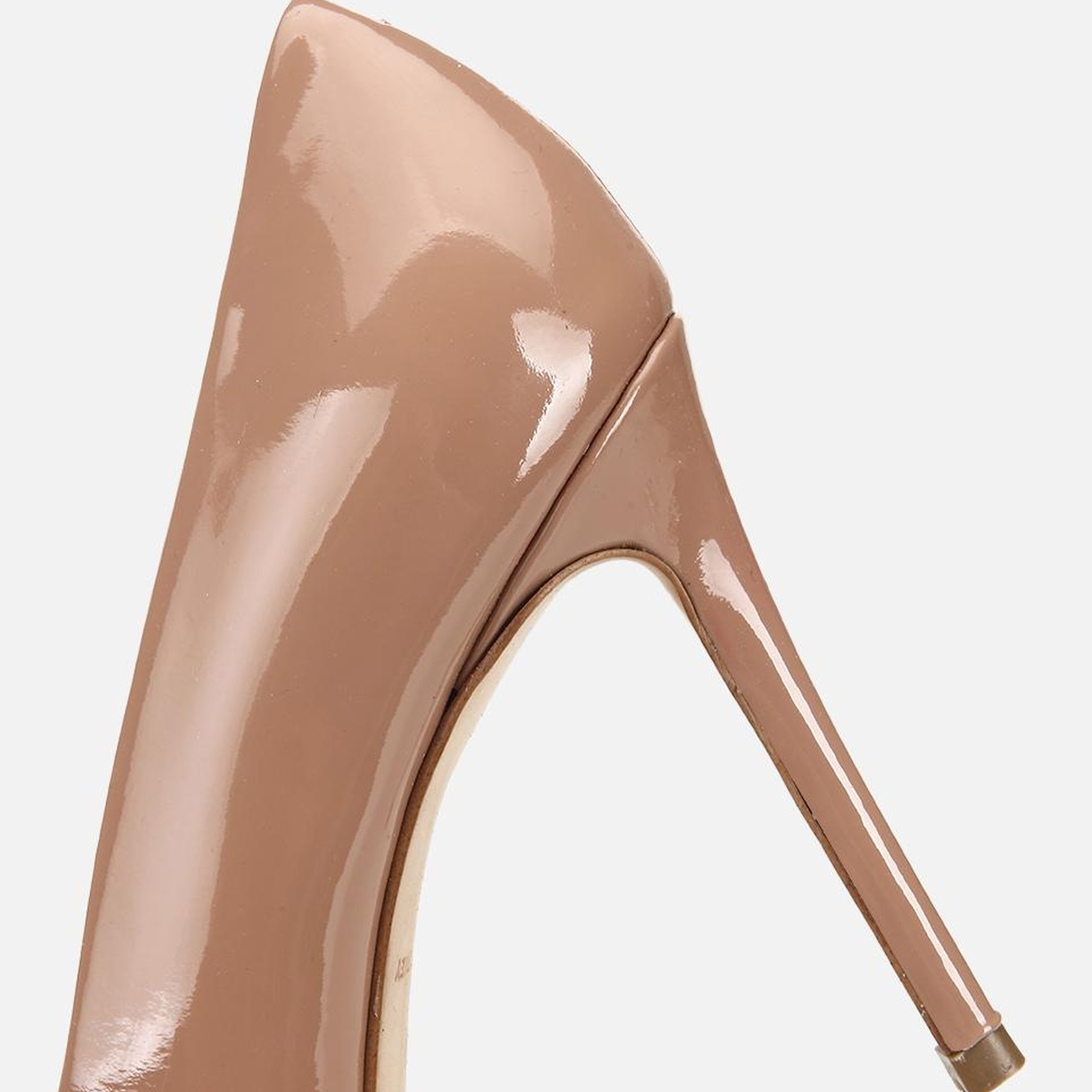 Kadın Rugan Deri Bej Yüksek Topuklu Stiletto