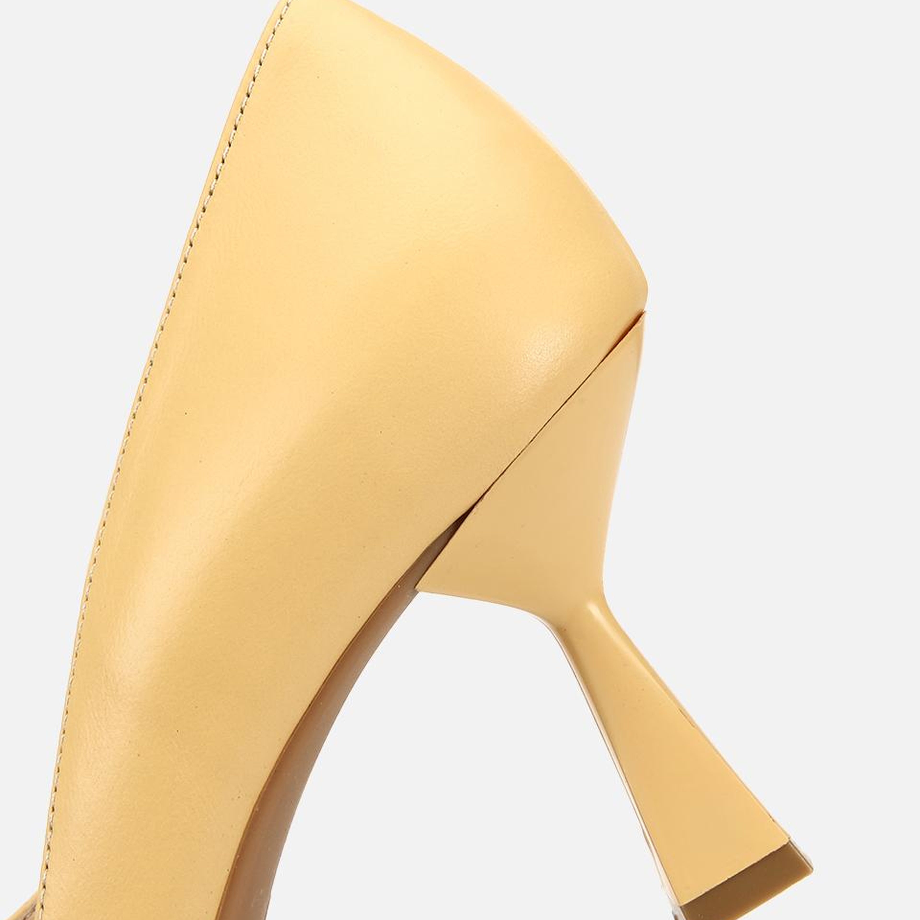 Kadın Deri Sarı Kısa Topuklu Stiletto