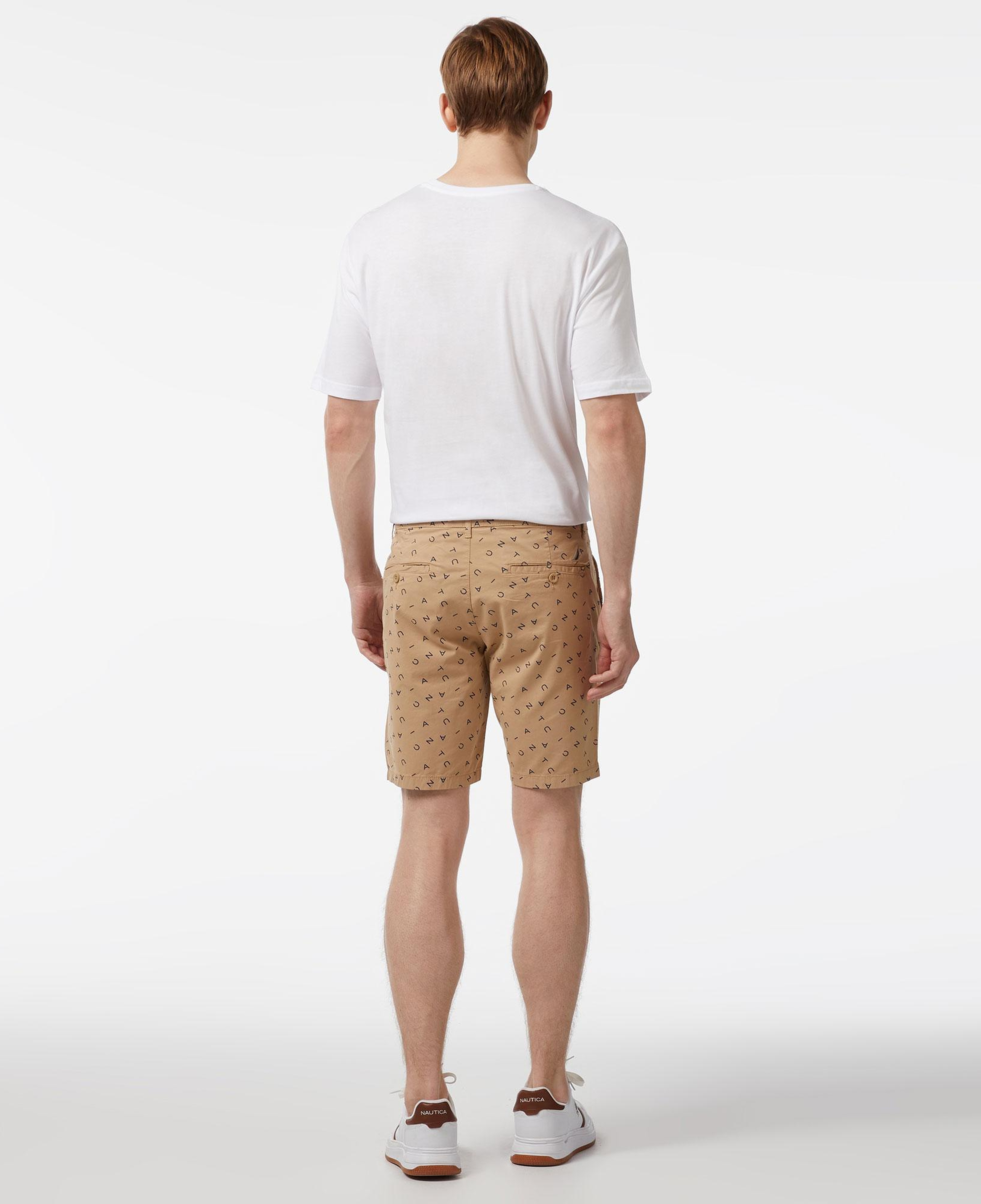 Nautica Erkek Bej Slim Fit Baskılı Bermuda