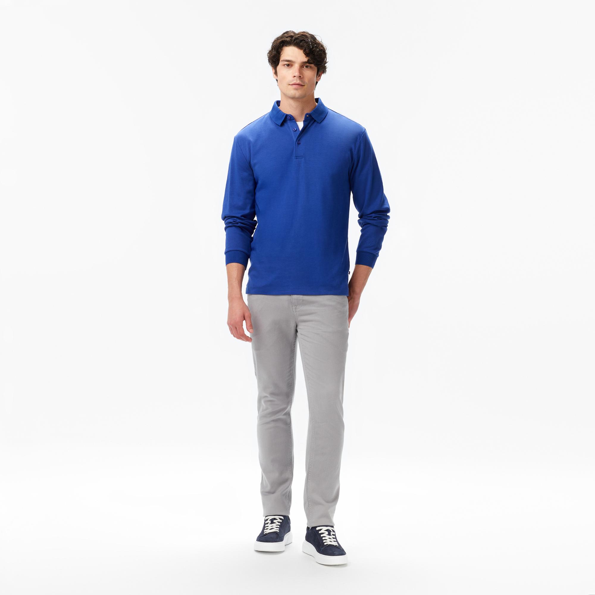 Nautica Erkek Mavi Classic Fit Uzun Kollu Polo Yaka T-Shirt