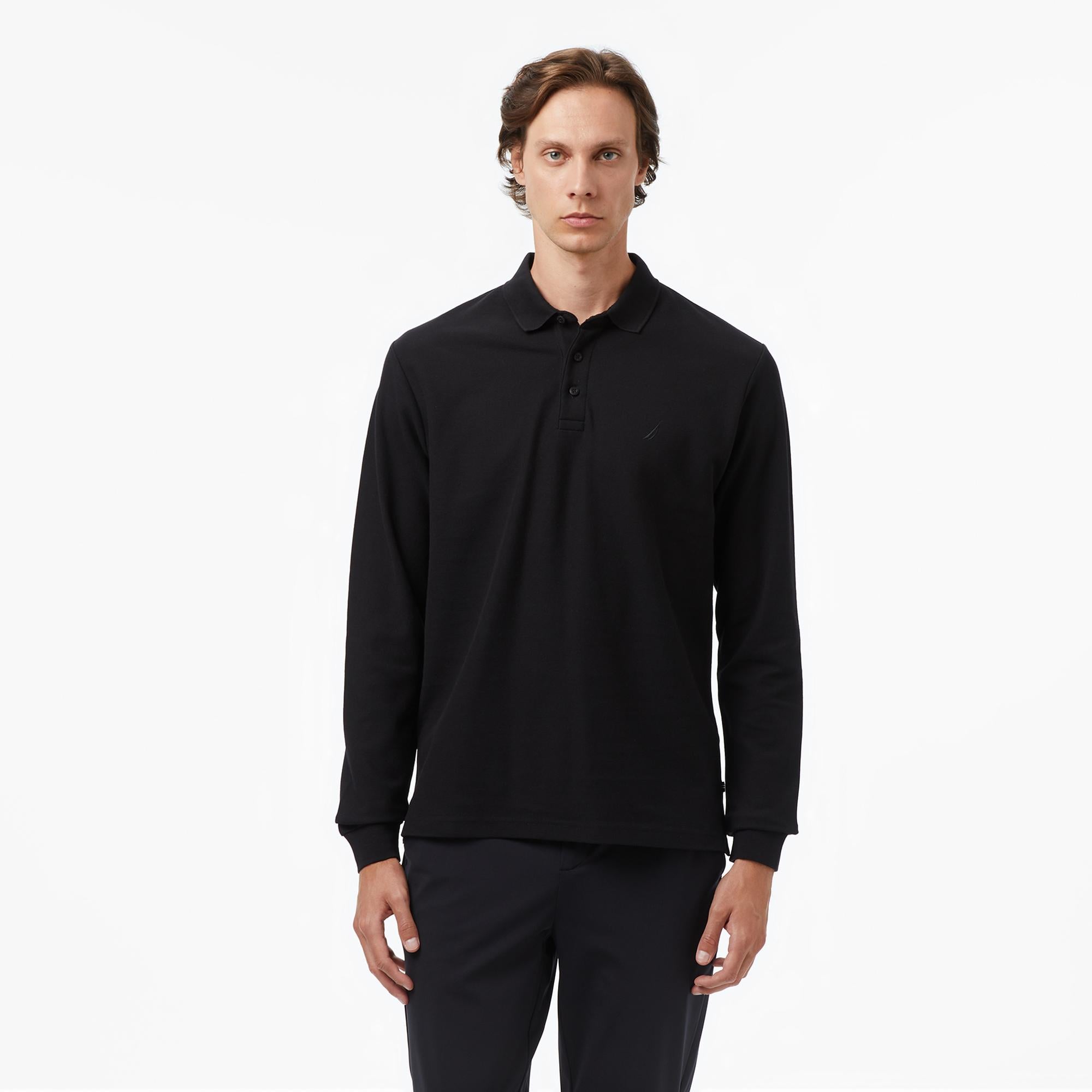 Nautica Erkek Siyah Classic Fit Uzun Kollu Polo Yaka T-Shirt