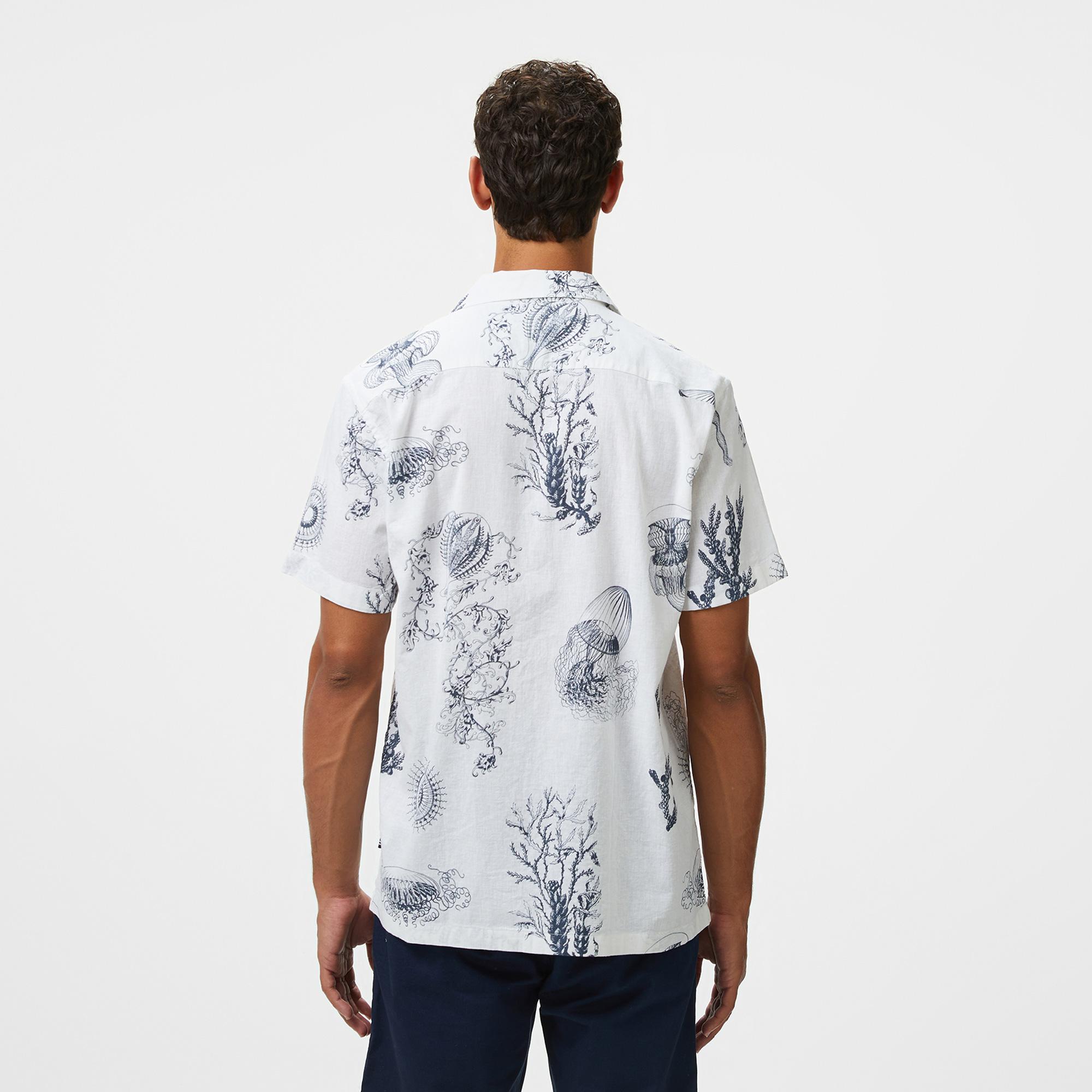 Nautica Erkek Beyaz Classic Fit Desenli Gömlek