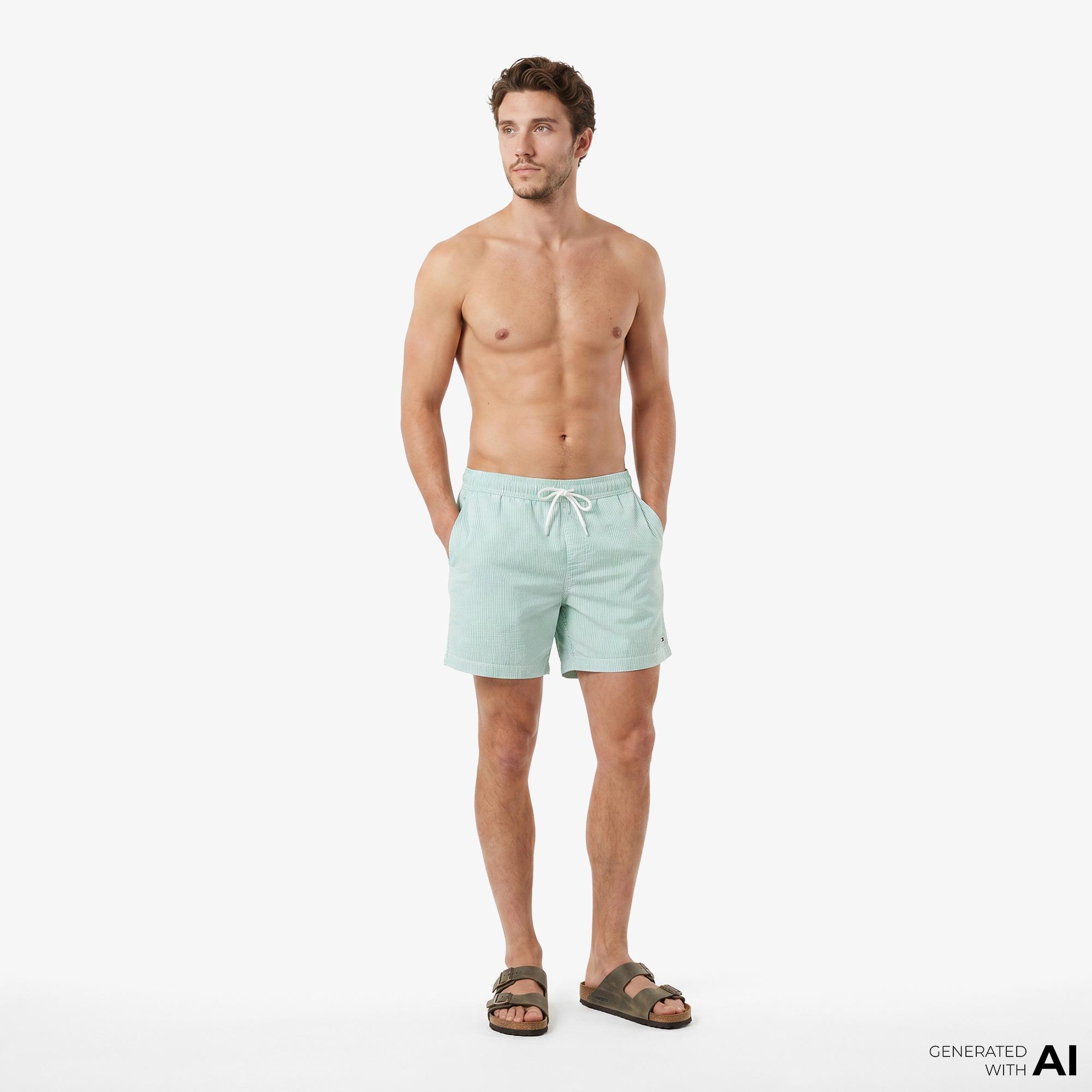 Tommy Hilfiger Essentials Erkek Yeşil Deniz Şortu