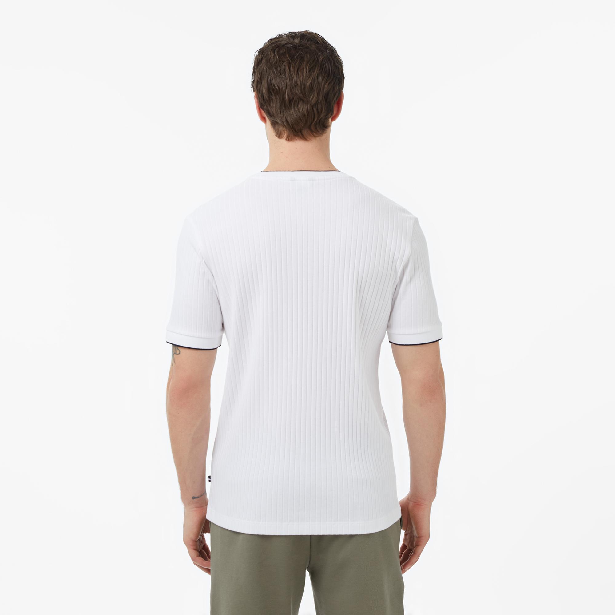 Nautica Erkek Beyaz Regular Fit Çizgili T-Shirt