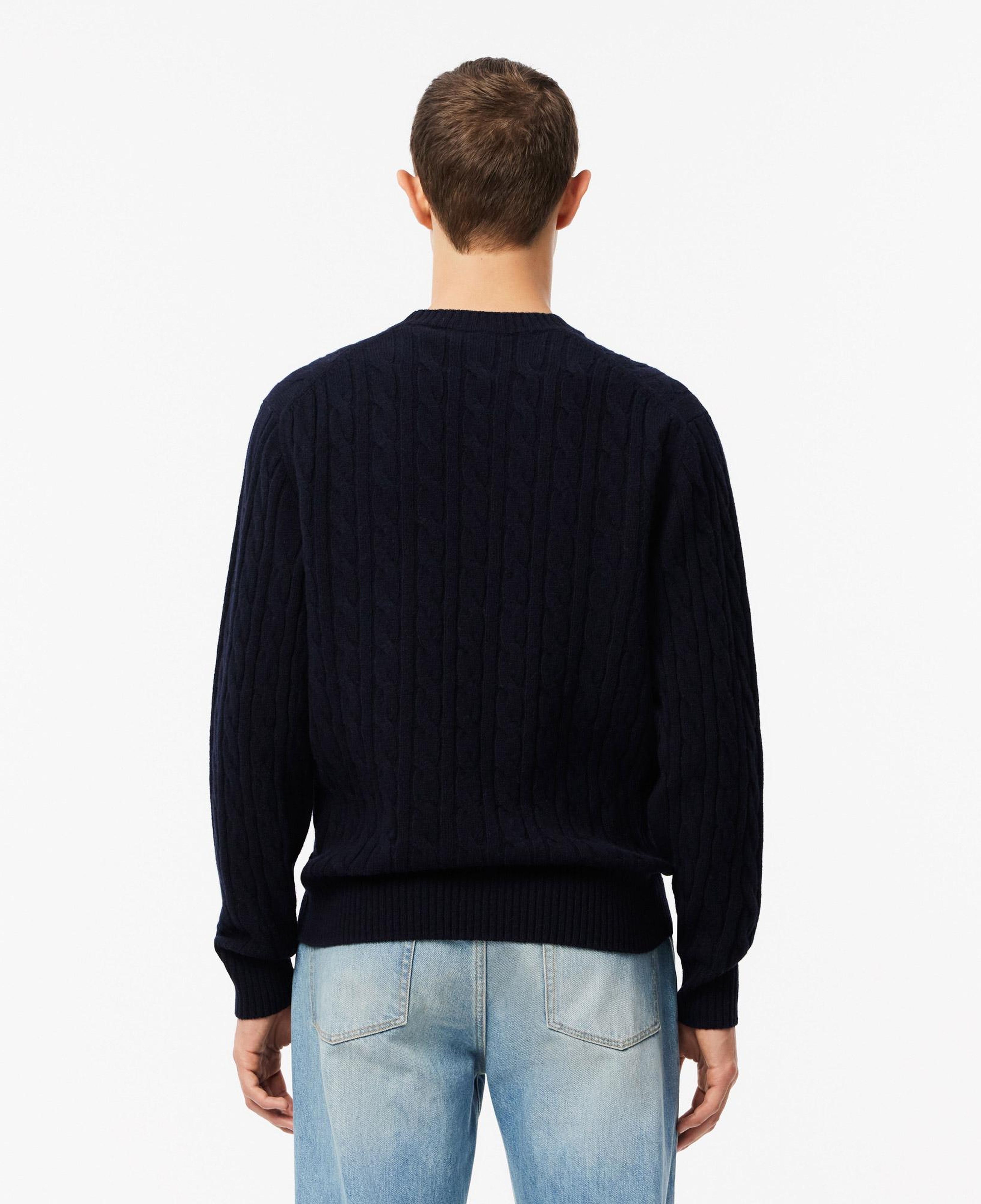 Lacoste Erkek Classic Fit Bisiklet Yaka Desenli Lacivert Kazak
