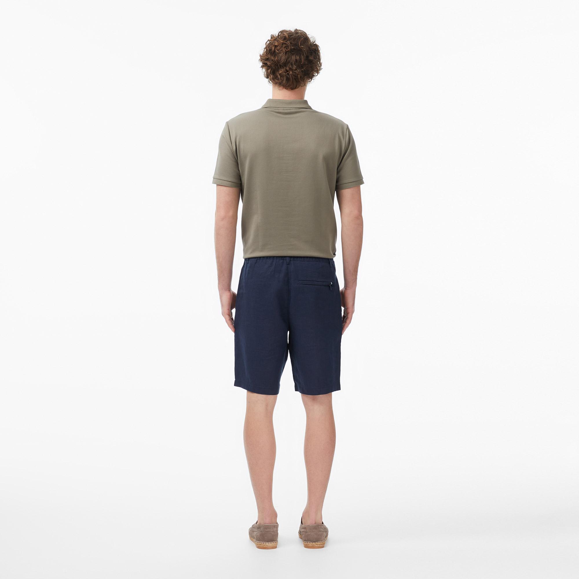Nautica Erkek Lacivert Regular Fit Keten Şort